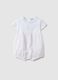 Multicoloured pure cotton baby girl's romper with a ruffled collar_0