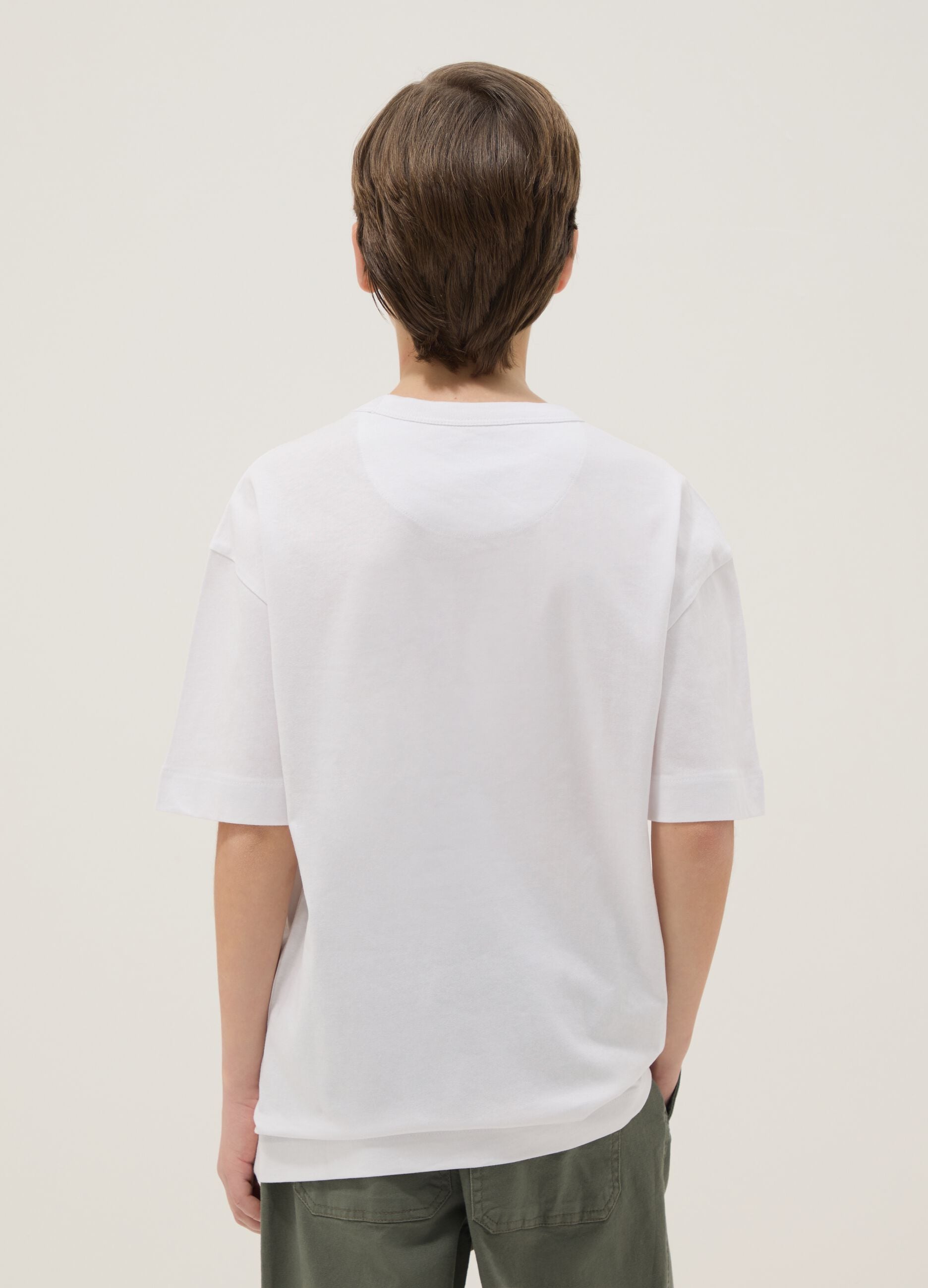Pure cotton white oversized fit T-shirt with dragon and tiger