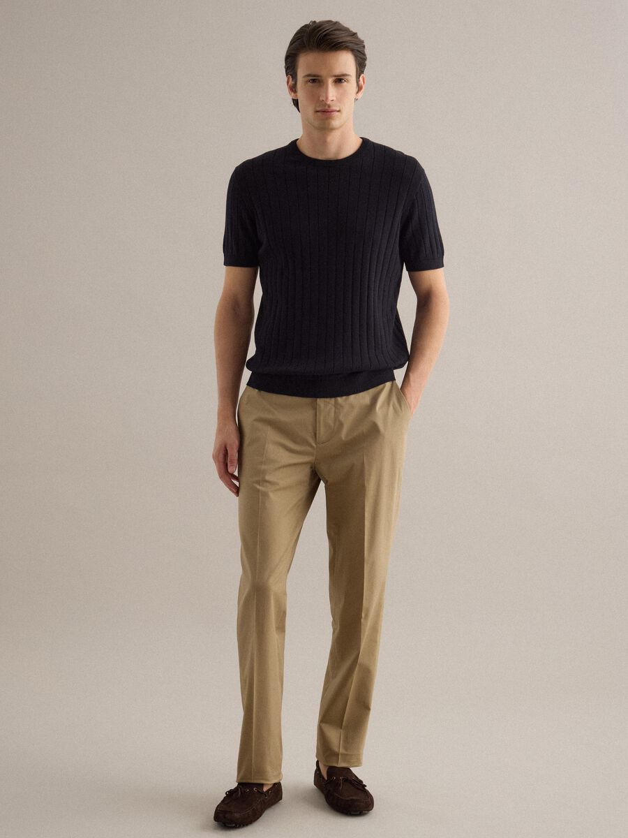 Black striped pure cotton T-shirt in regular fit_2
