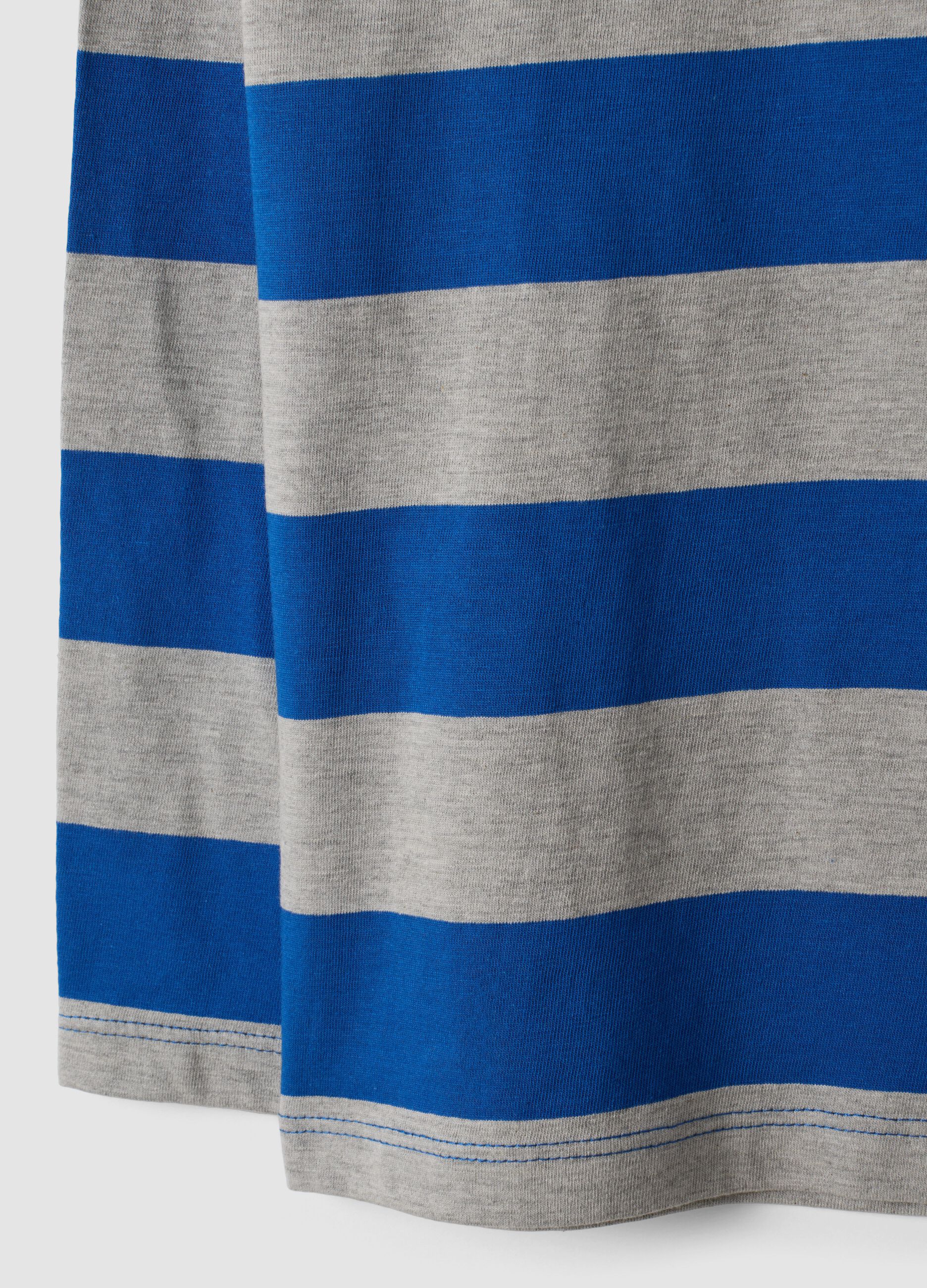 Multicoloured striped pure cotton crew-neck T-shirt for boys