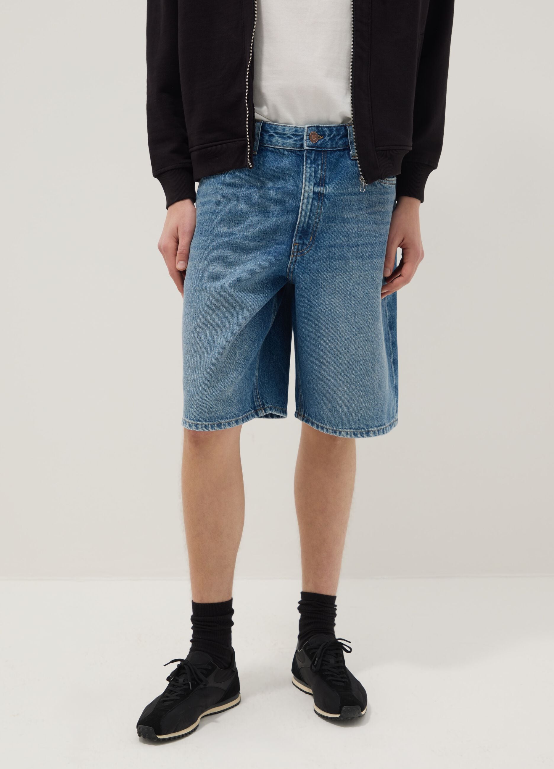 Blue pure cotton baggy denim shorts