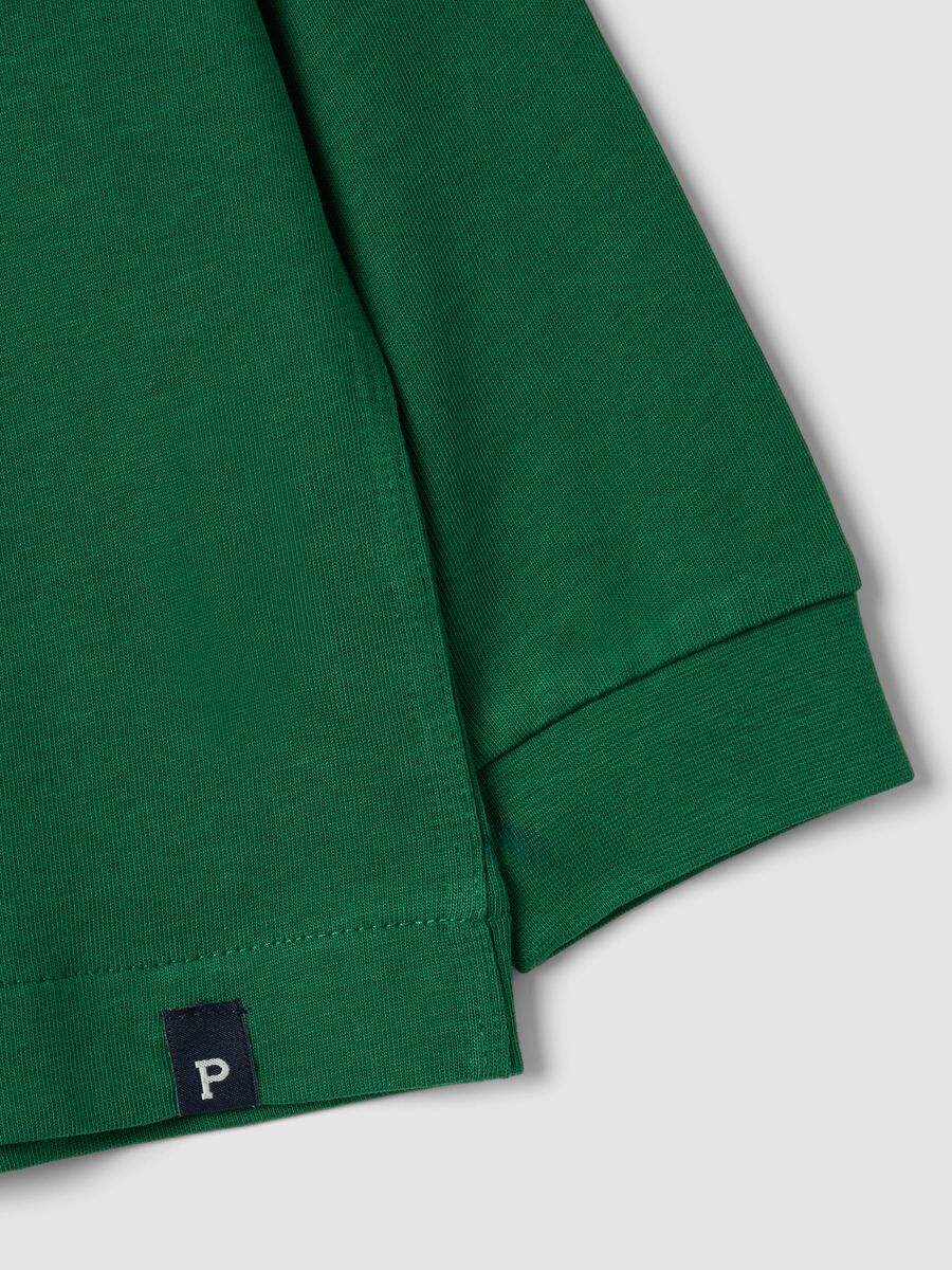 T-shirt verde in puro cotone girocollo a maniche lunghe per bambino_5