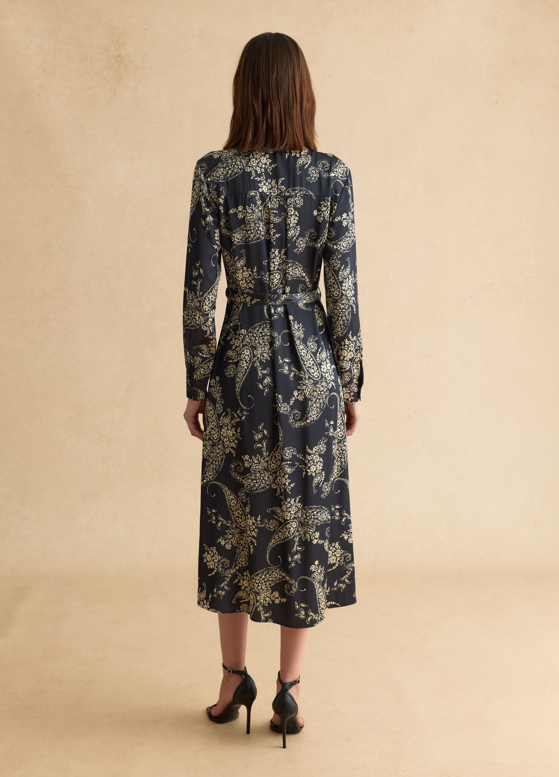 Multicolour viscose blend shirt dress regular fit with floral pattern