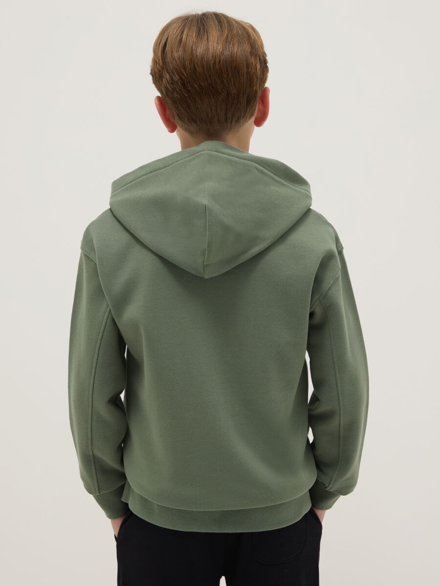 Green cotton hoodie for boys with oversized fit and zip_1