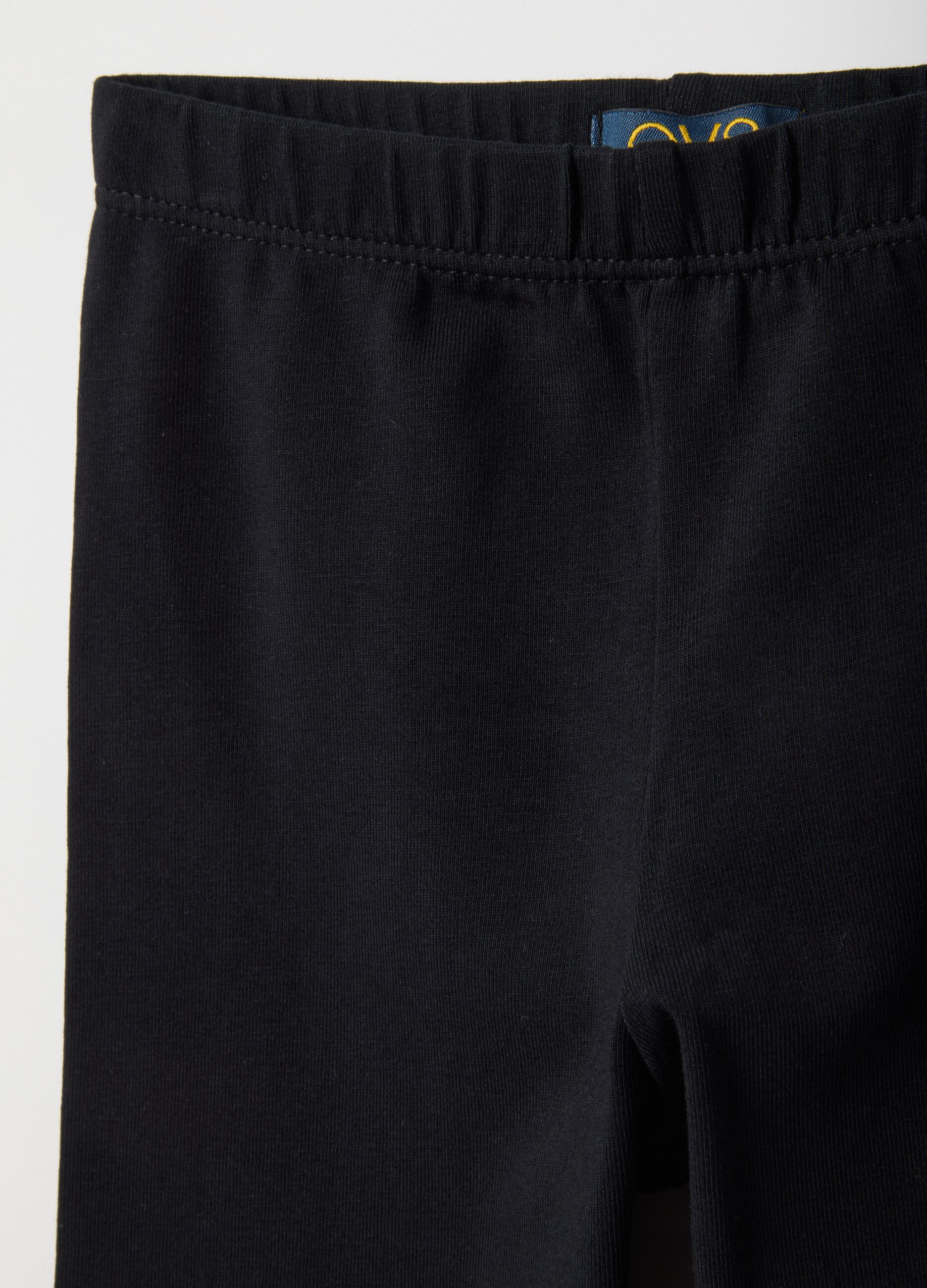 Girls' Slim Fit Black Stretch Cotton Leggings