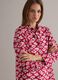Red long pure-cotton shirt with floral print_3