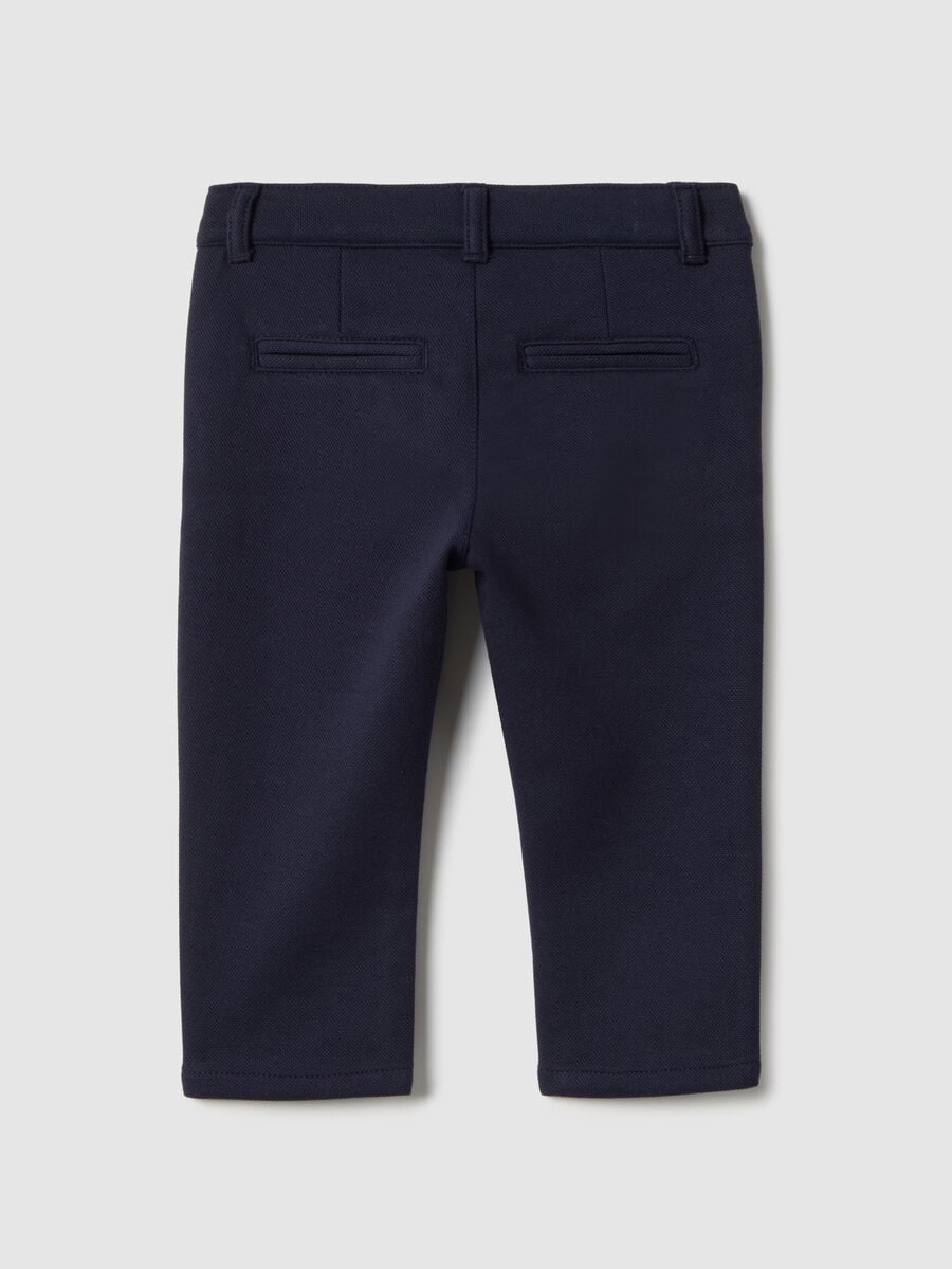 Regular fit blue cotton blend trousers for baby_1