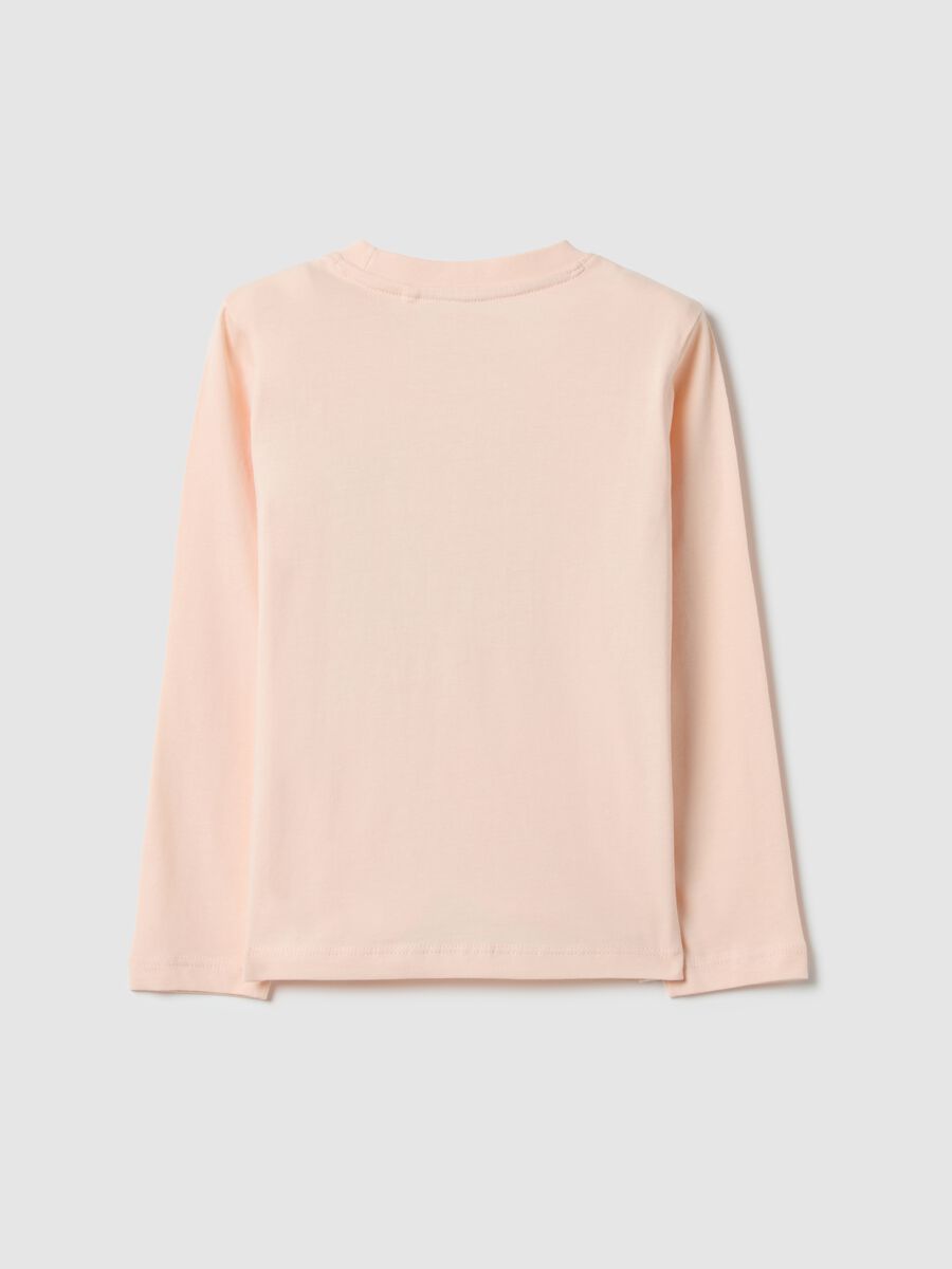 Beige pure cotton regular fit T-shirt with print for girls_1