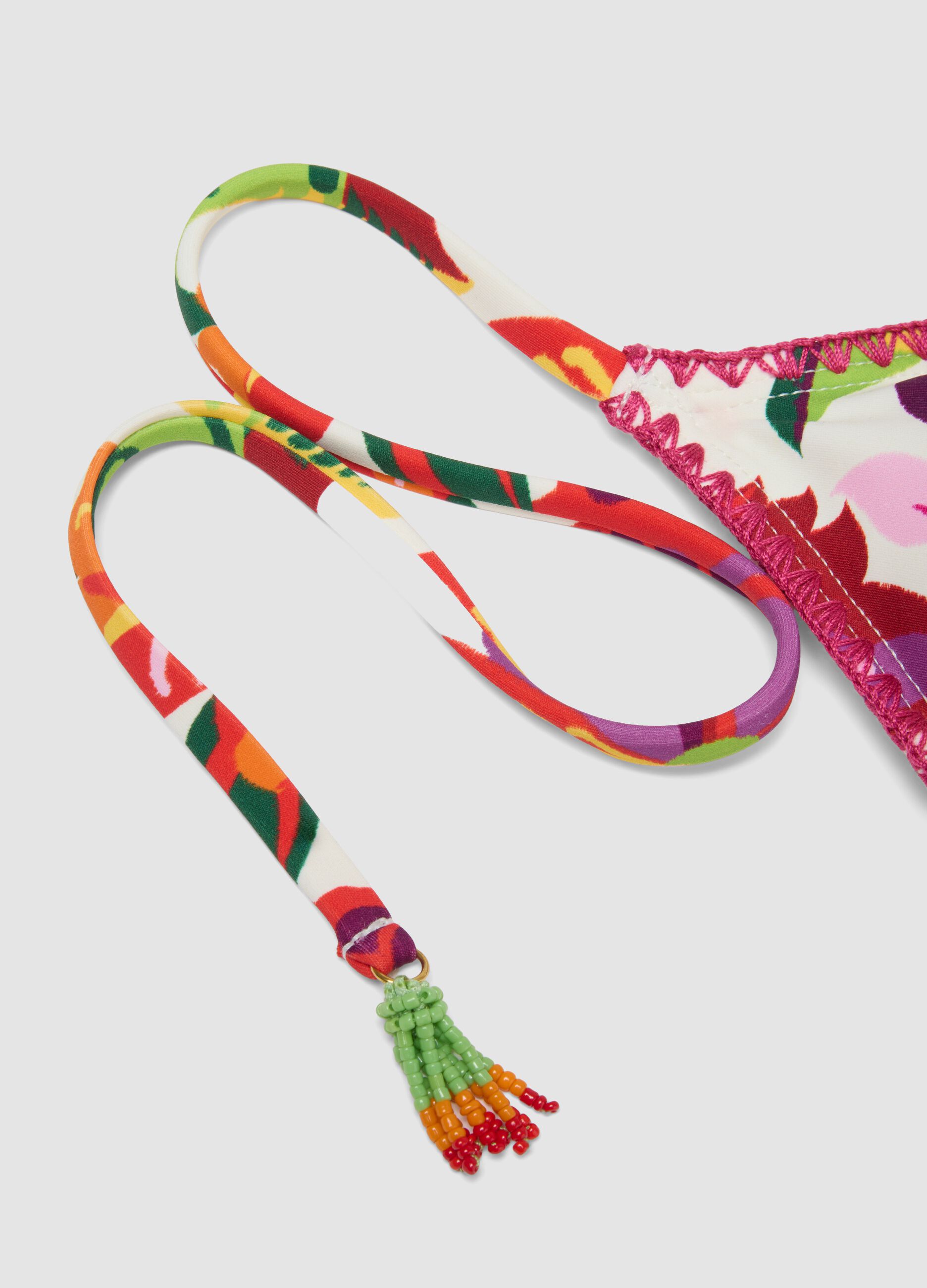 Multicolour triangle bikini top in stretch fabric