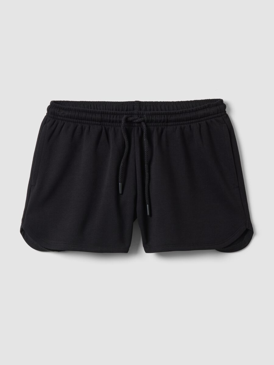 Black cotton-blend regular-fit shorts with drawstring_4