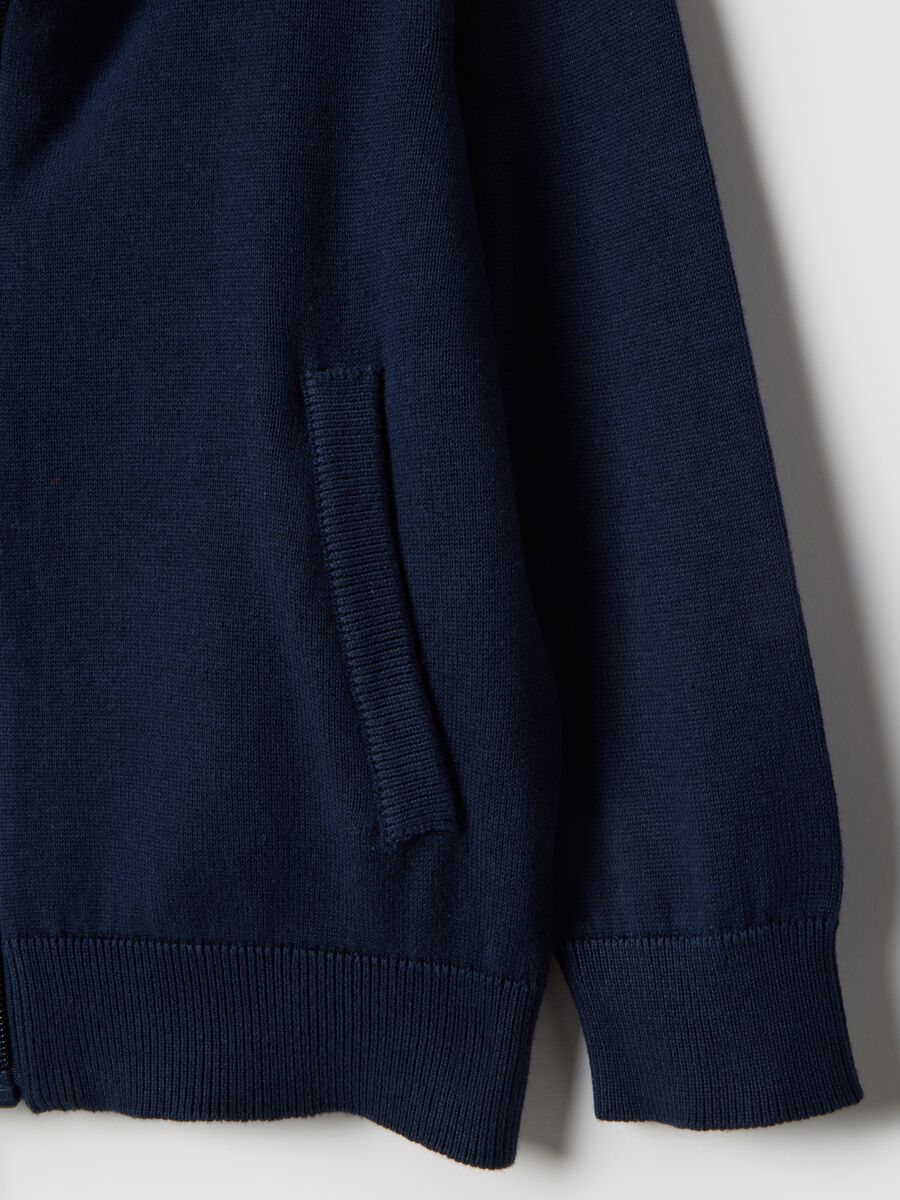 Children's regular fit blue pure cotton cardigan with full zip_3