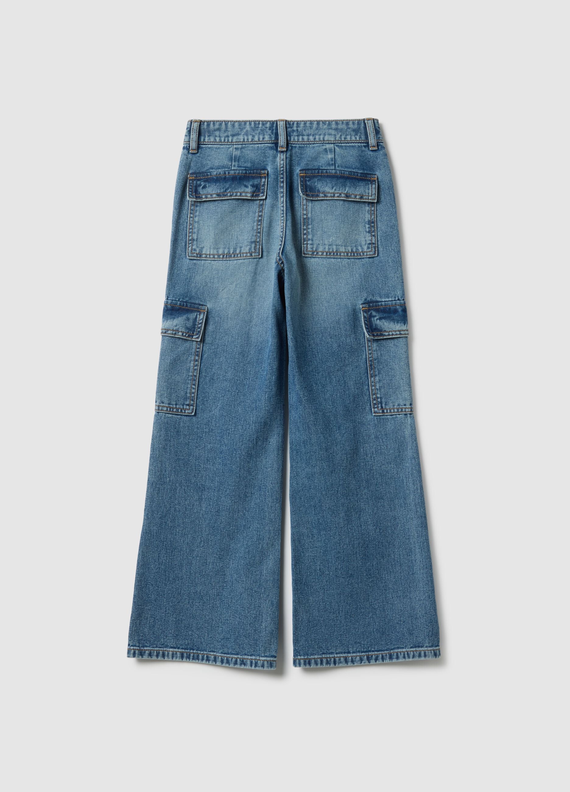 Blue denim jeans in pure cotton regular fit for girls