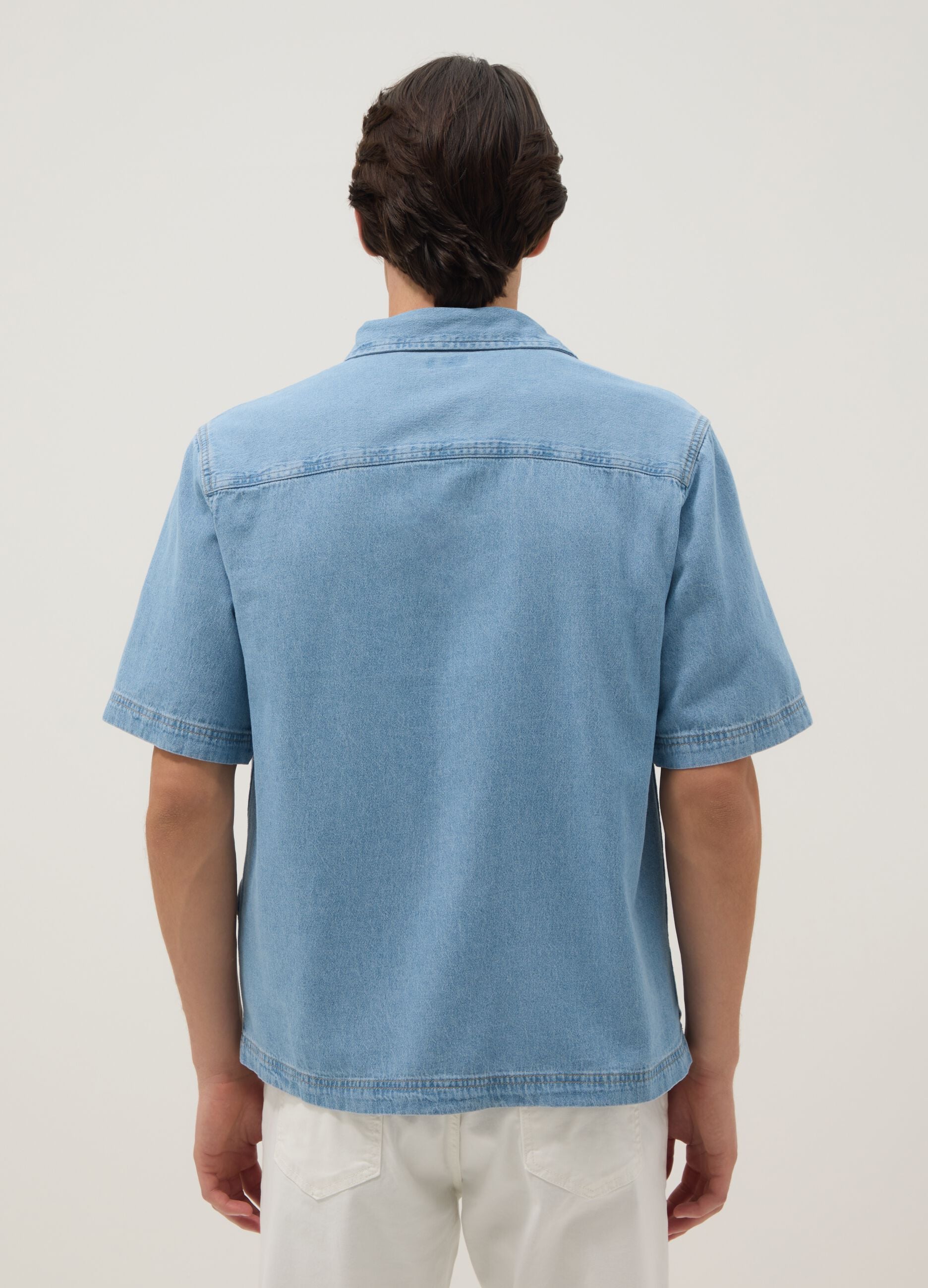 Sky blue denim pure cotton oversized fit shirt