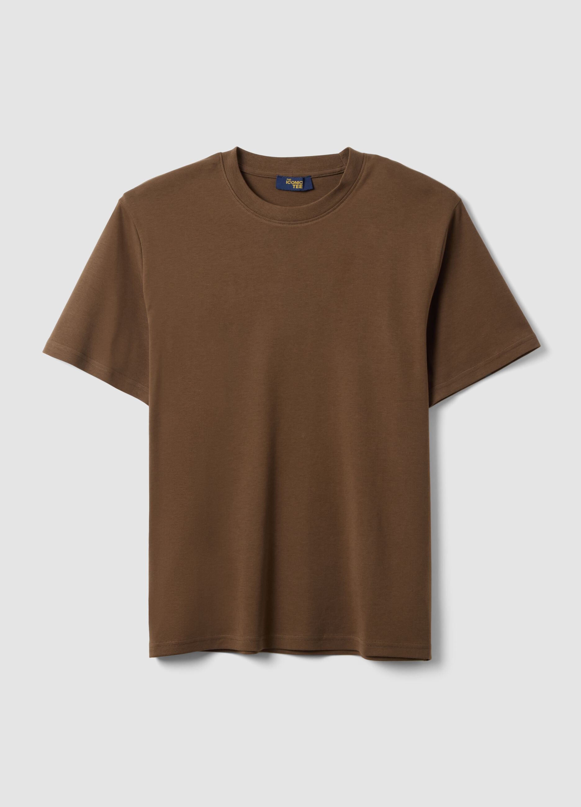 Relaxed Fit Brown The Iconic Tee T-shirt in Pure Cotton