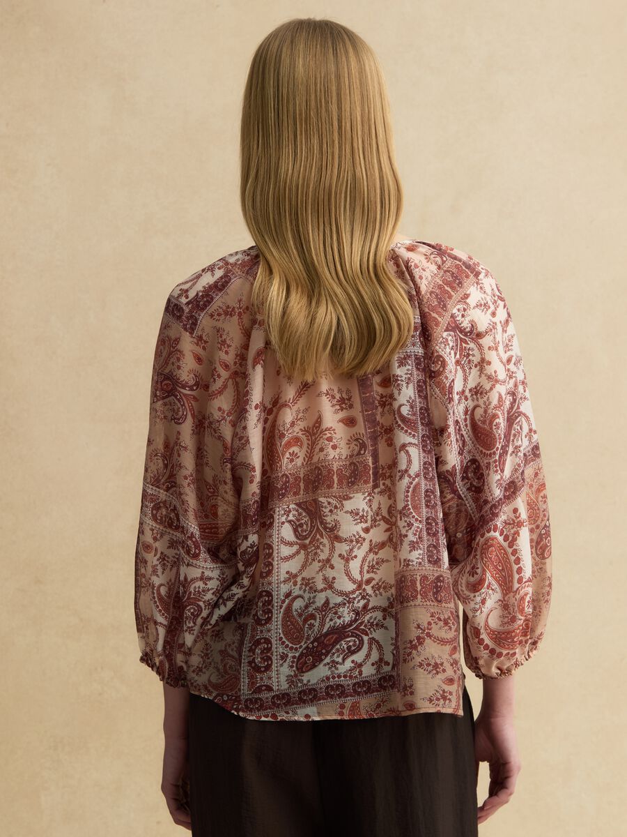 Multicolour regular fit lyocell blend blouse with buttons_3
