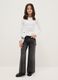 Girls' grey pure cotton wide leg jeans_0