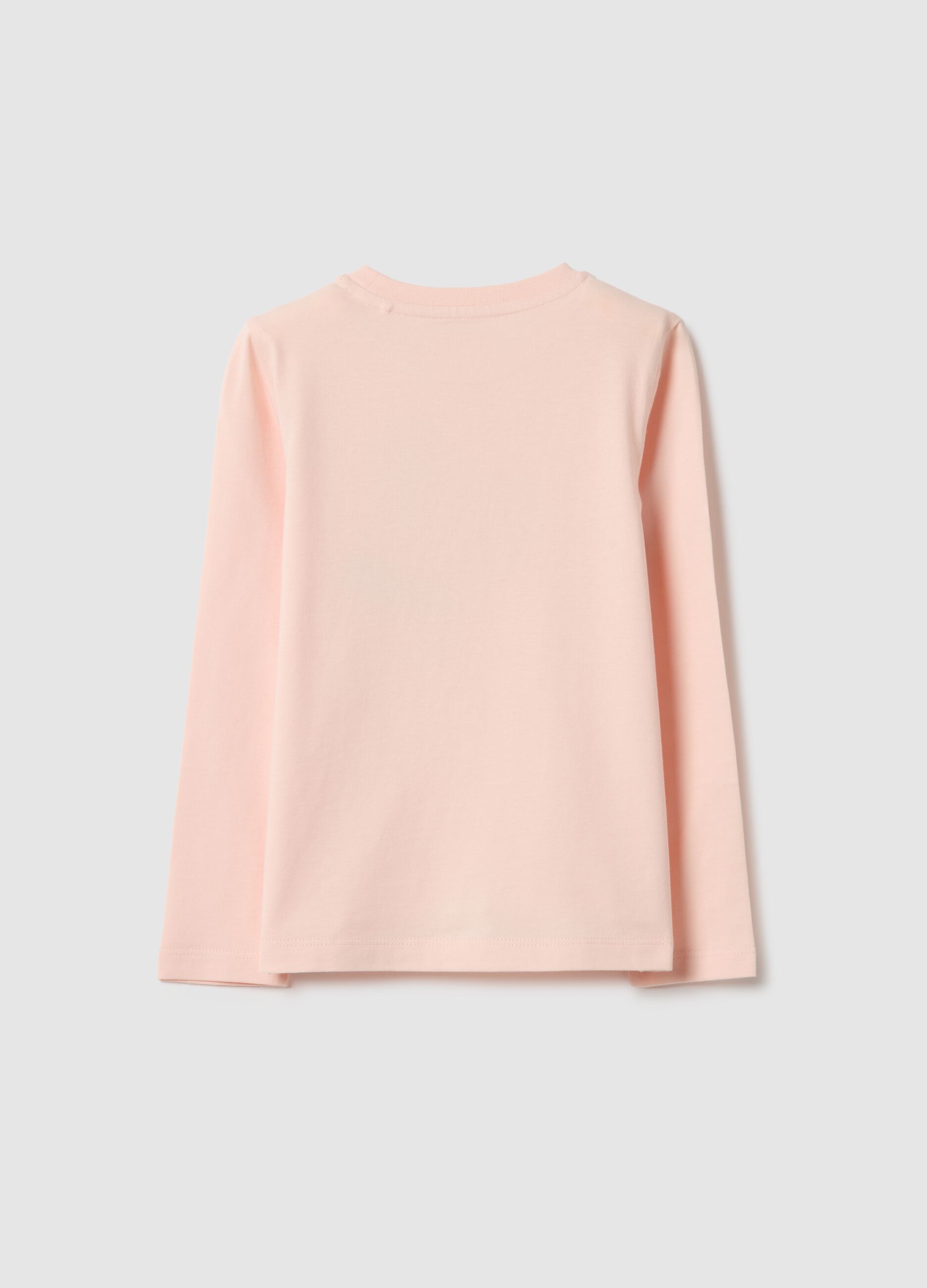 Pink pure cotton T-shirt for girls with regular fit