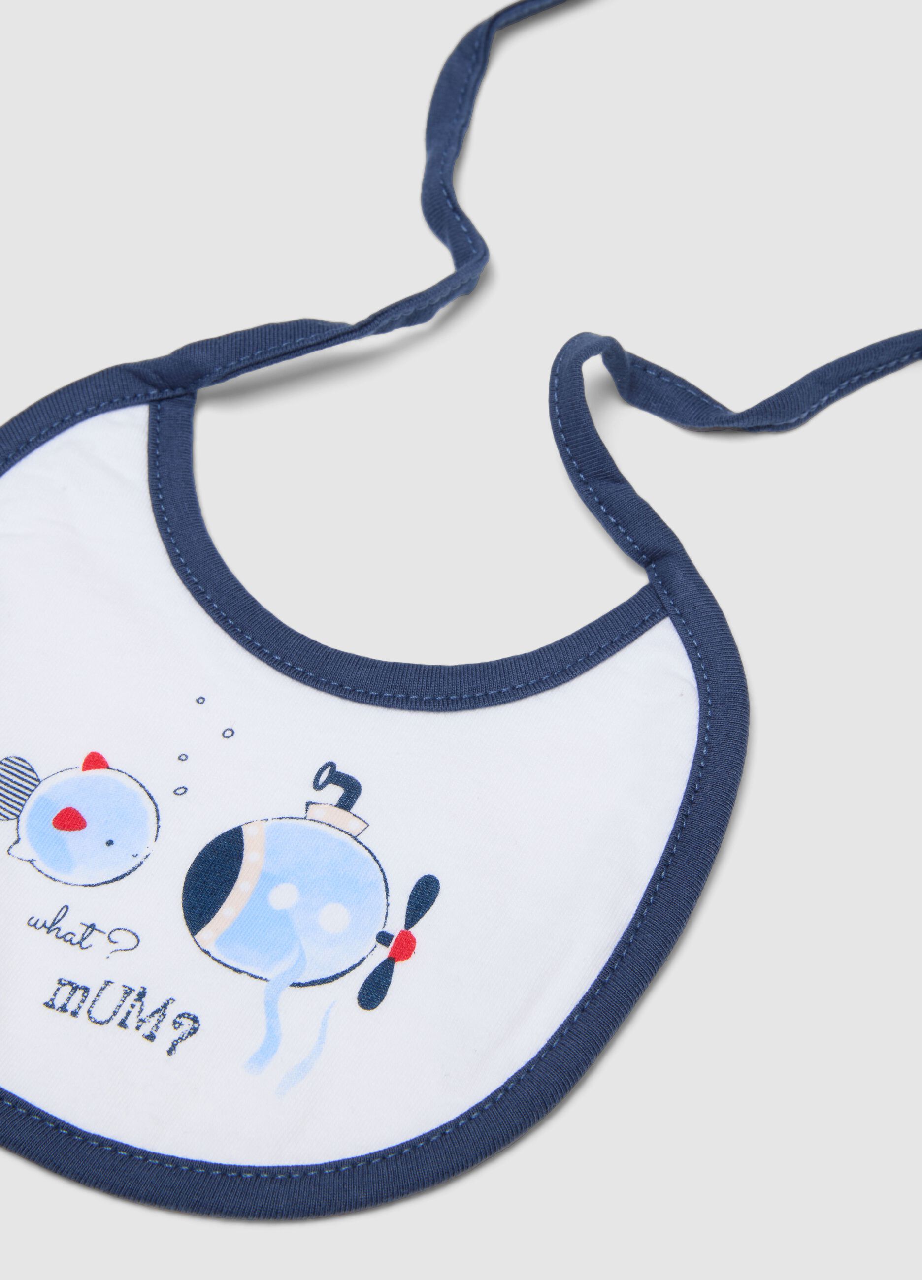 Twin pack of multicolour pure cotton baby bibs with embroidery