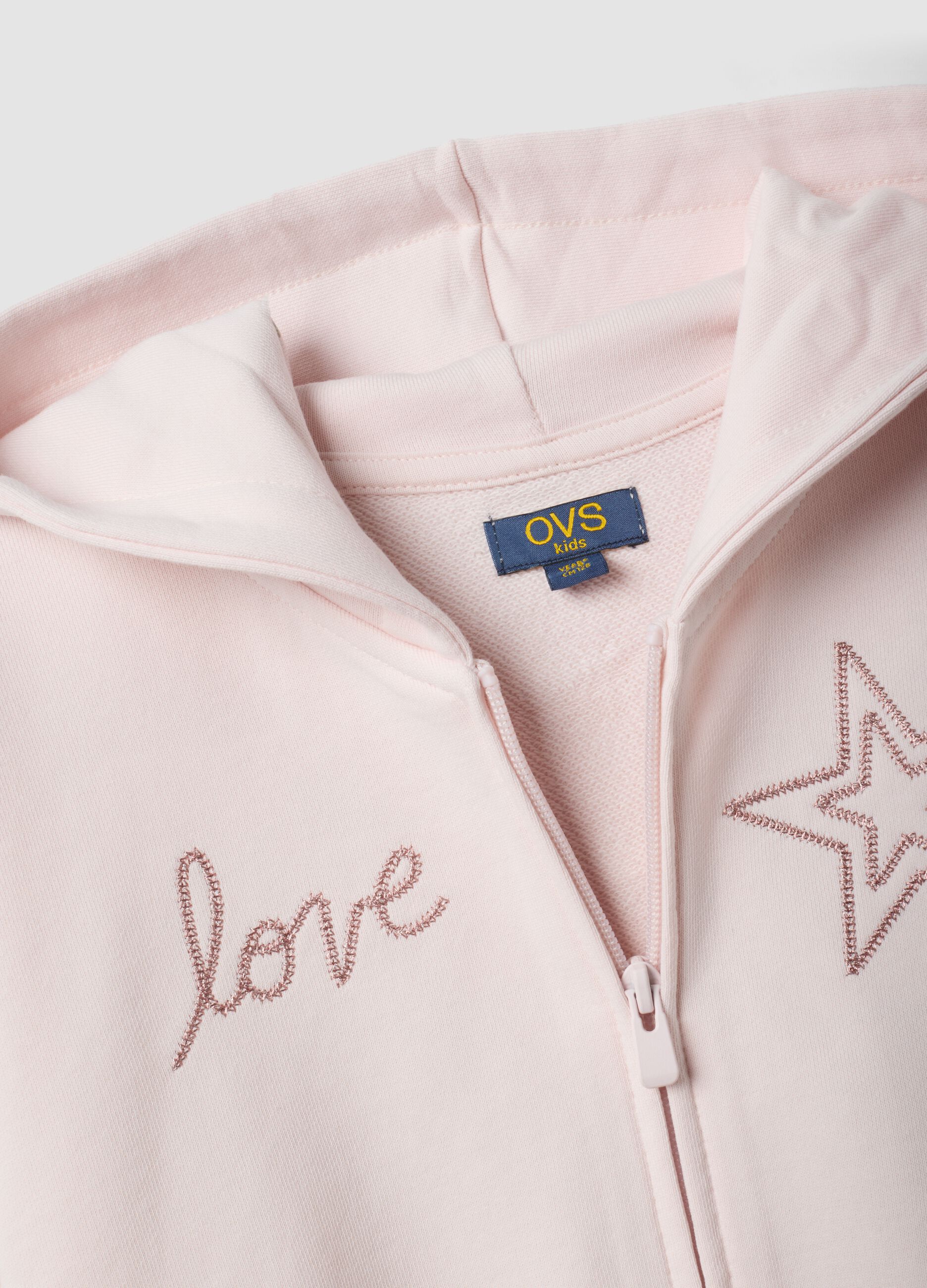 Girls&rsquo; pink cropped pure cotton hoodie
