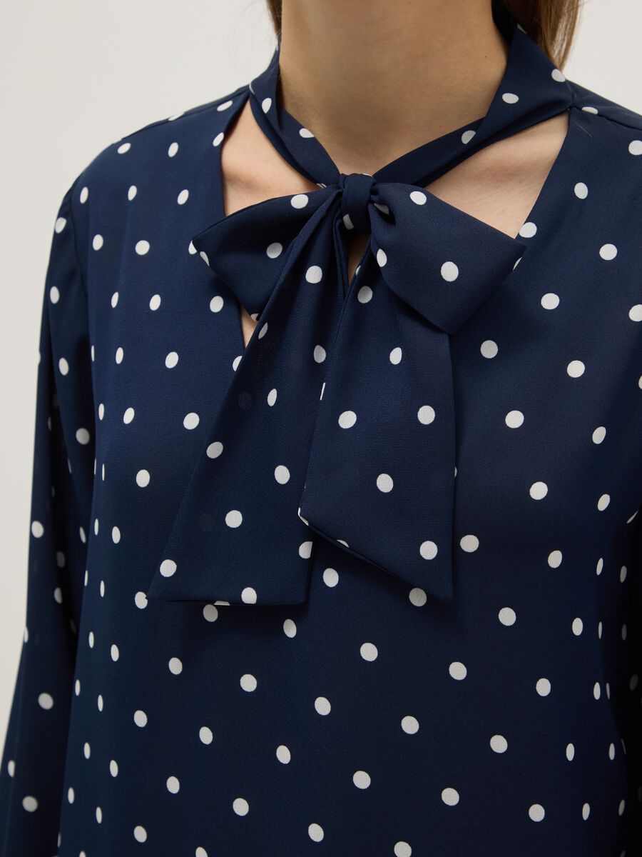 Blue Polka Dot Crepe Blouse_3