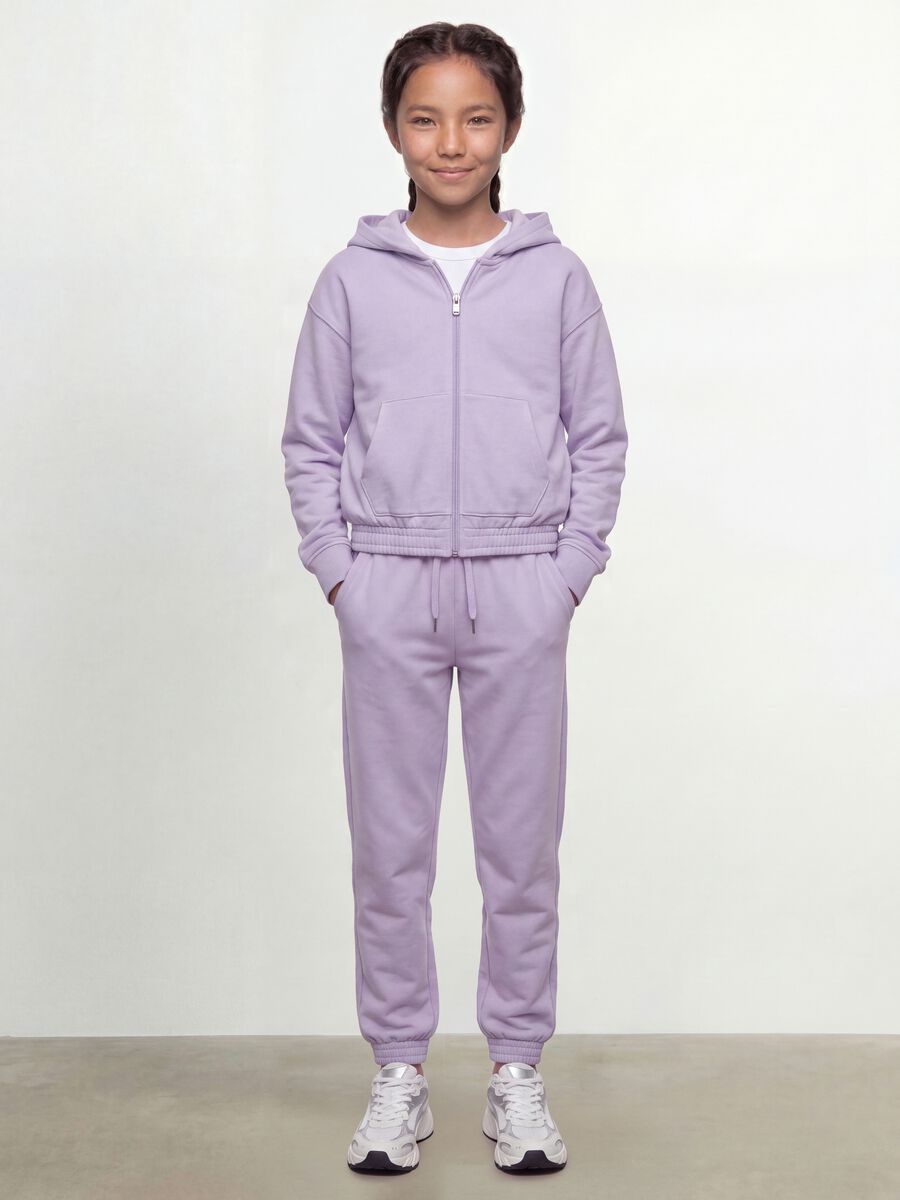 Pantaloni jogger viola in puro cotone organico regular fit per ragazza_0