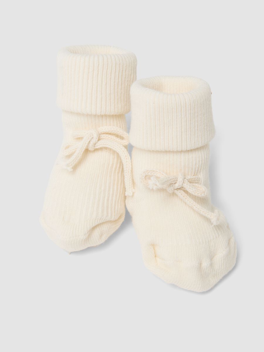White organic cotton ribbed booties_1
