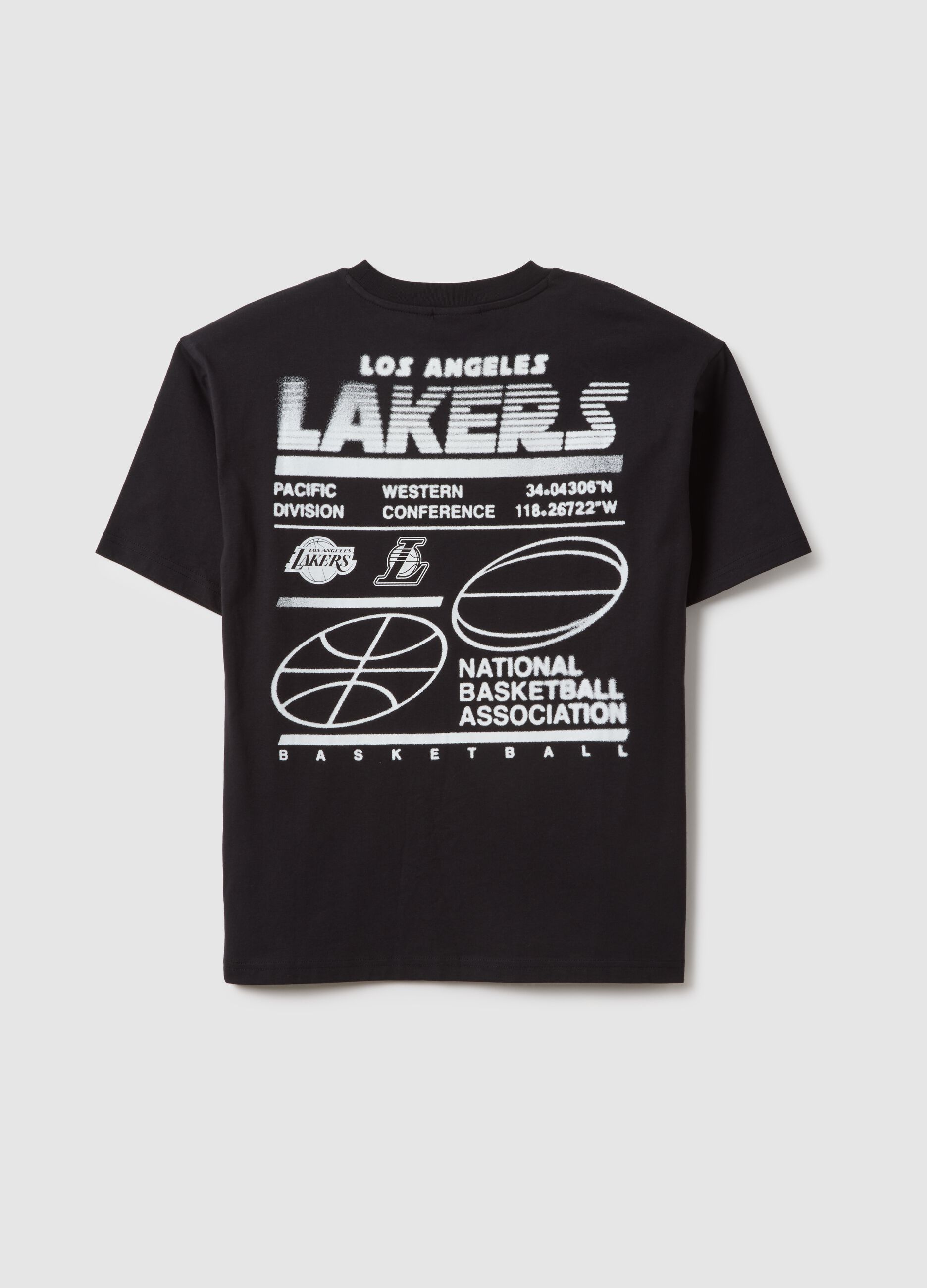 Children's black pure cotton T-shirt regular fit with Lakers logo