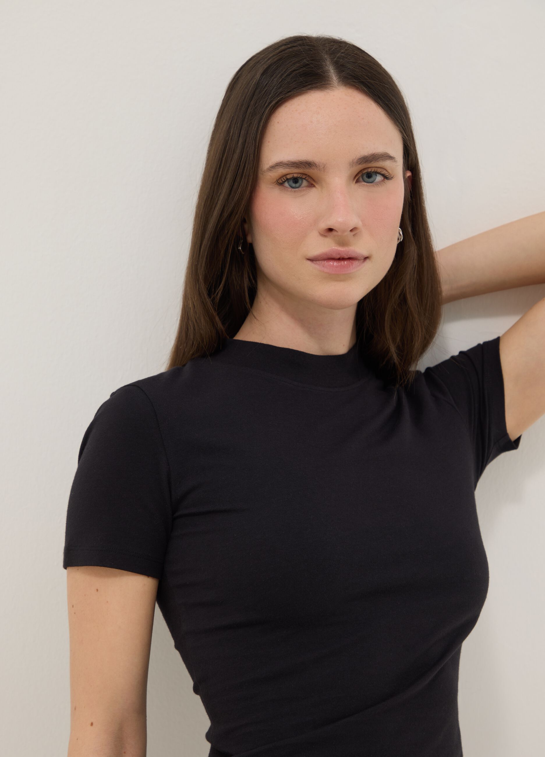 Black Slim Fit Stretch Cotton T-shirt