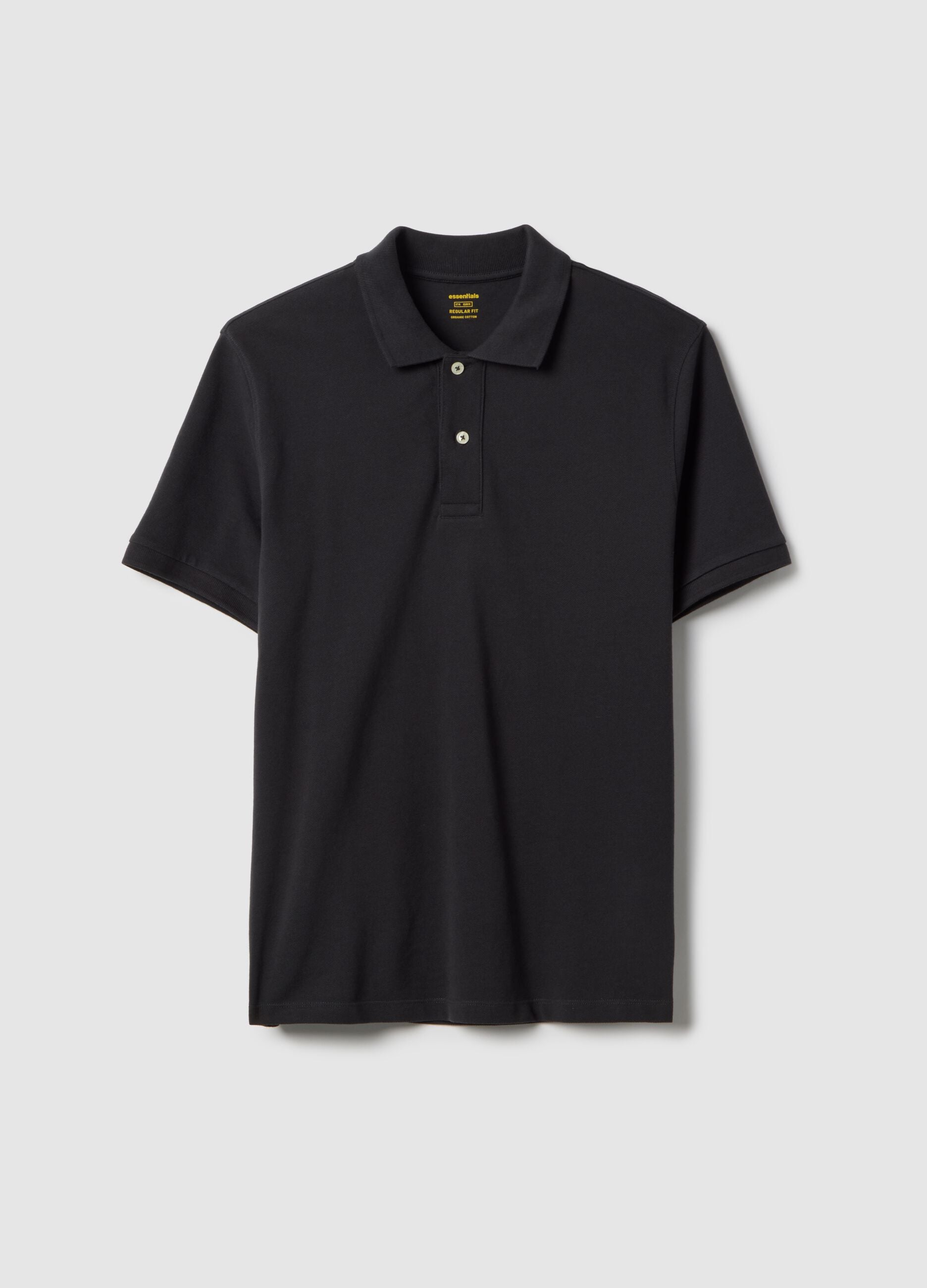 Black pure cotton polo regular fit
