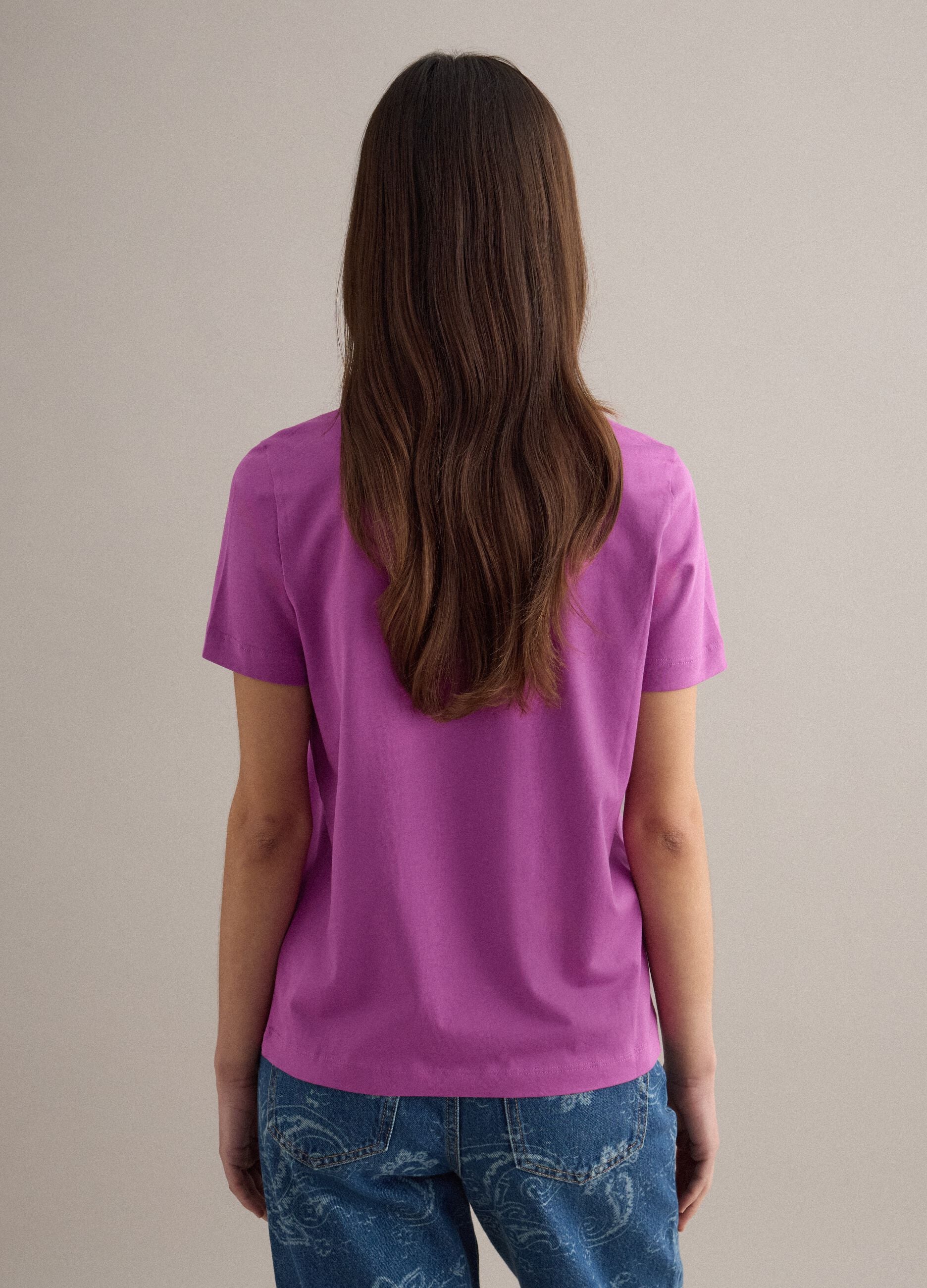 Viola Cotton Crew Neck T-shirt, Regular Fit