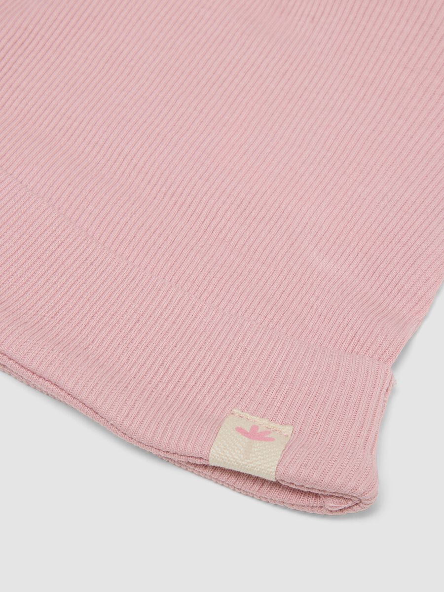 Cappello in puro cotone rosa da neonata con orecchie_2