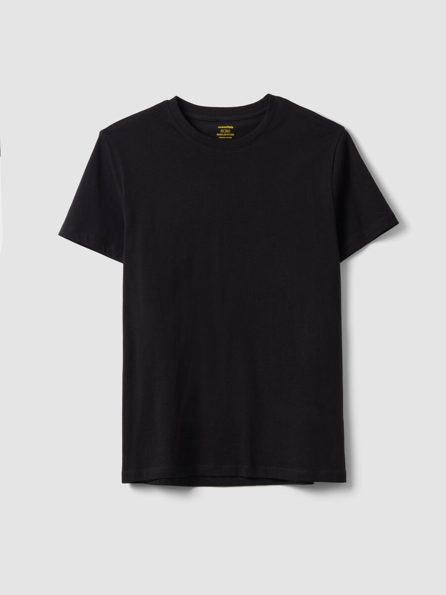 Black short-sleeve T-shirt in pure cotton_4