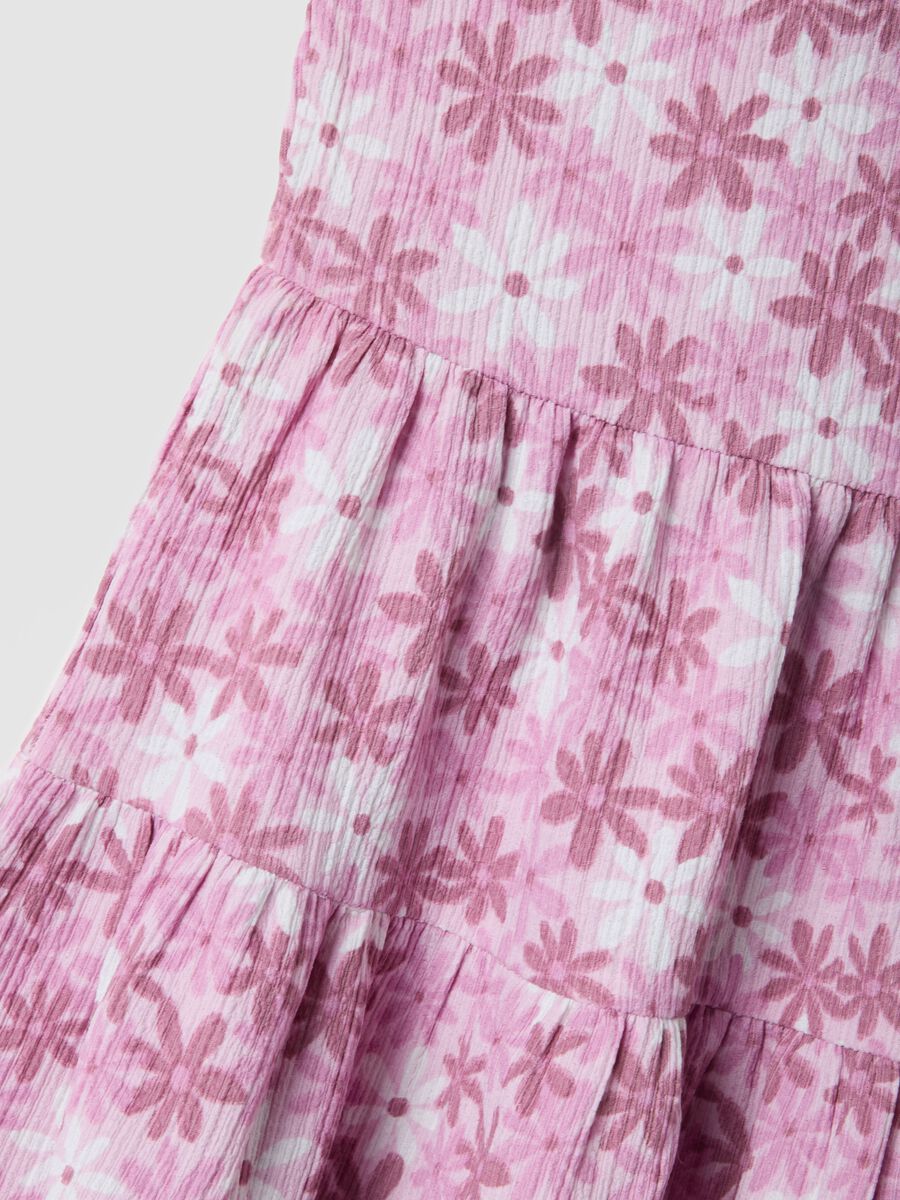 Girls&rsquo; Pink Floral Print Stretch Sleeveless Dress_3