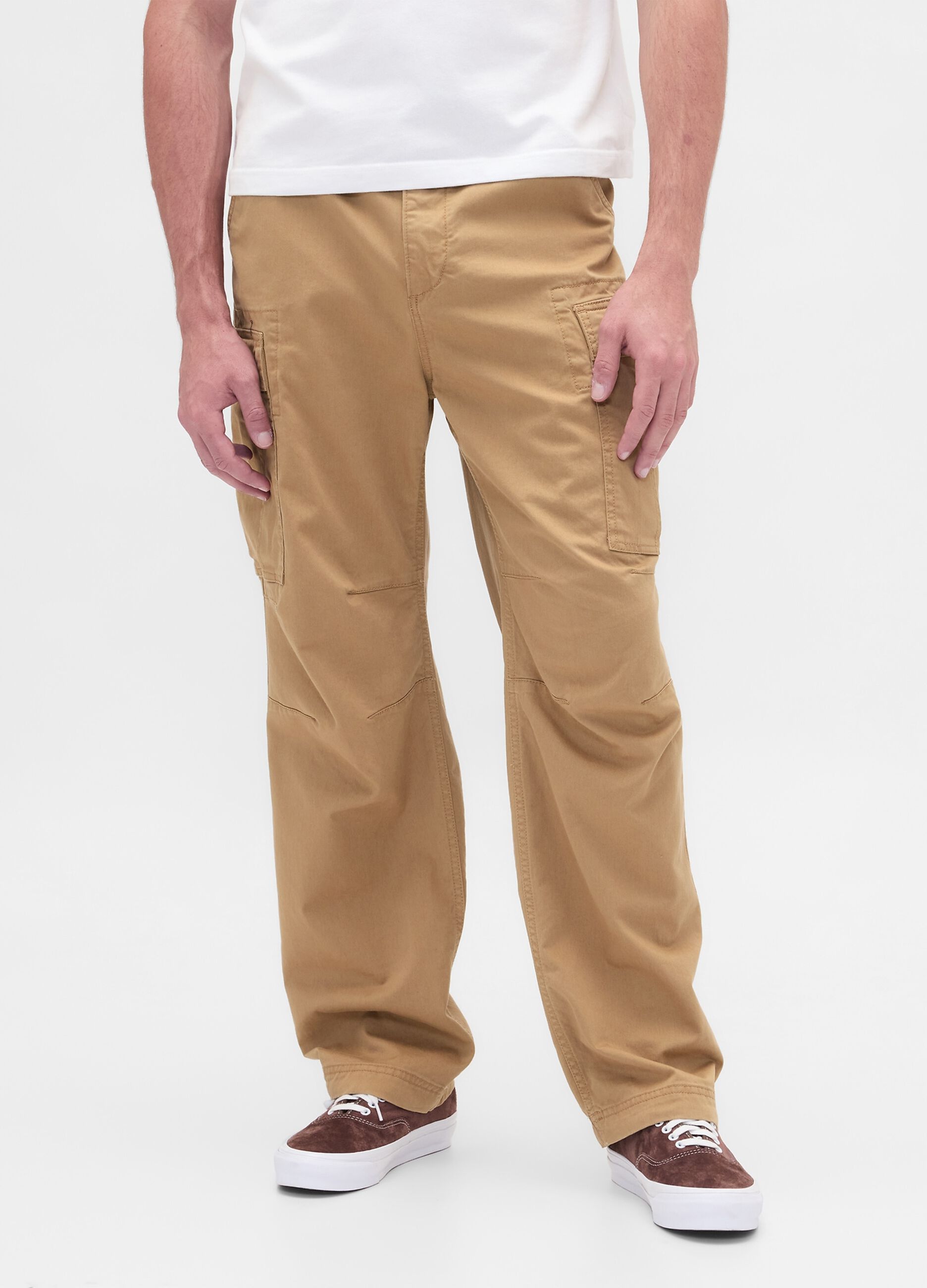 Beige Stretch Cargo Trousers