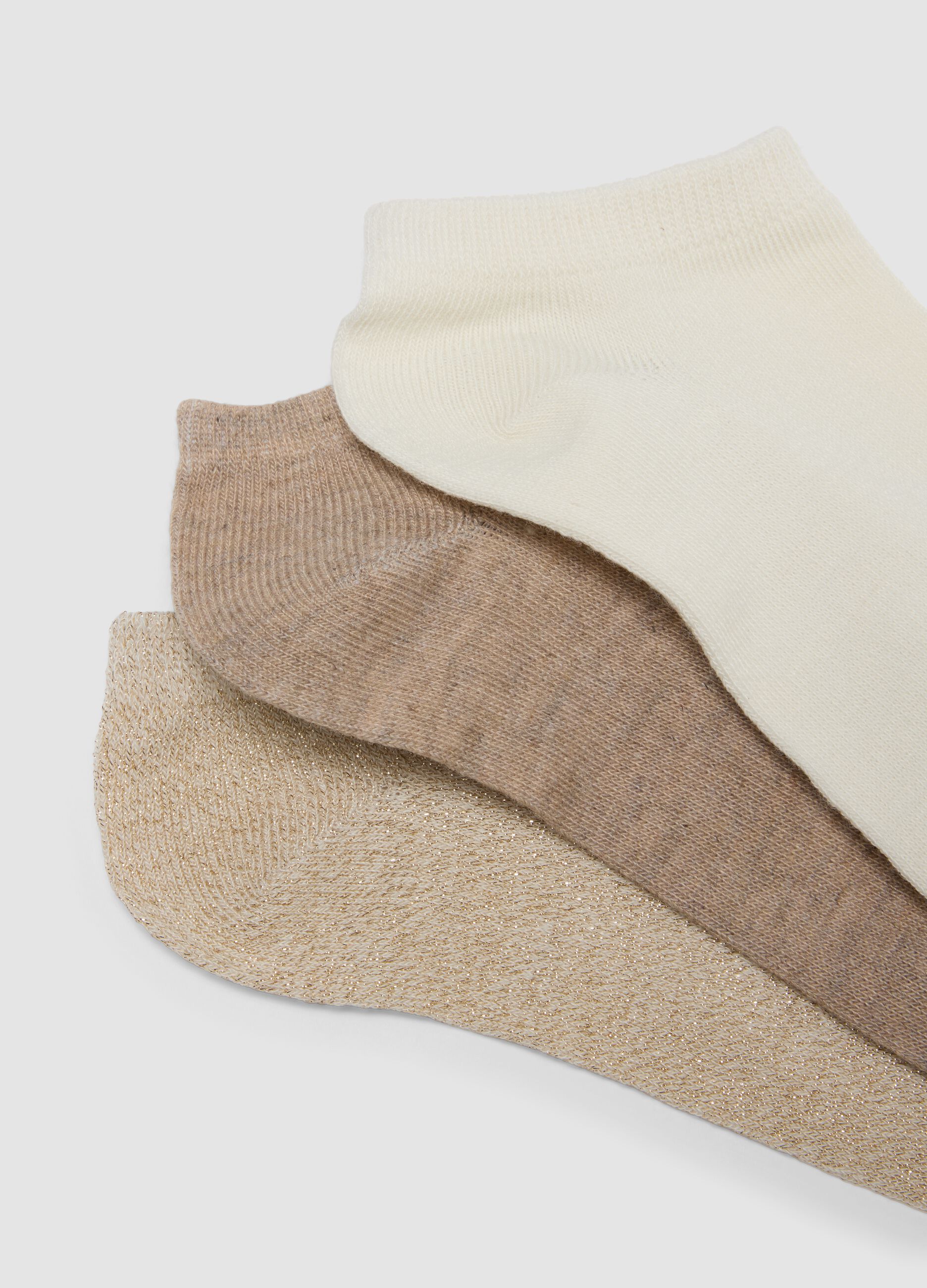 Multipack of seven beige no-show socks in stretchy fabric