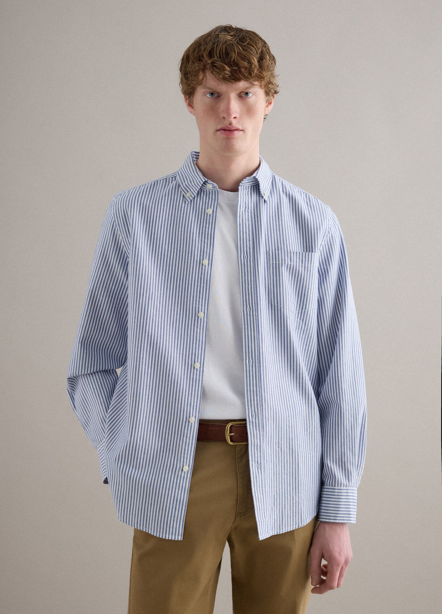 Multicolored striped pure cotton shirt regular fit