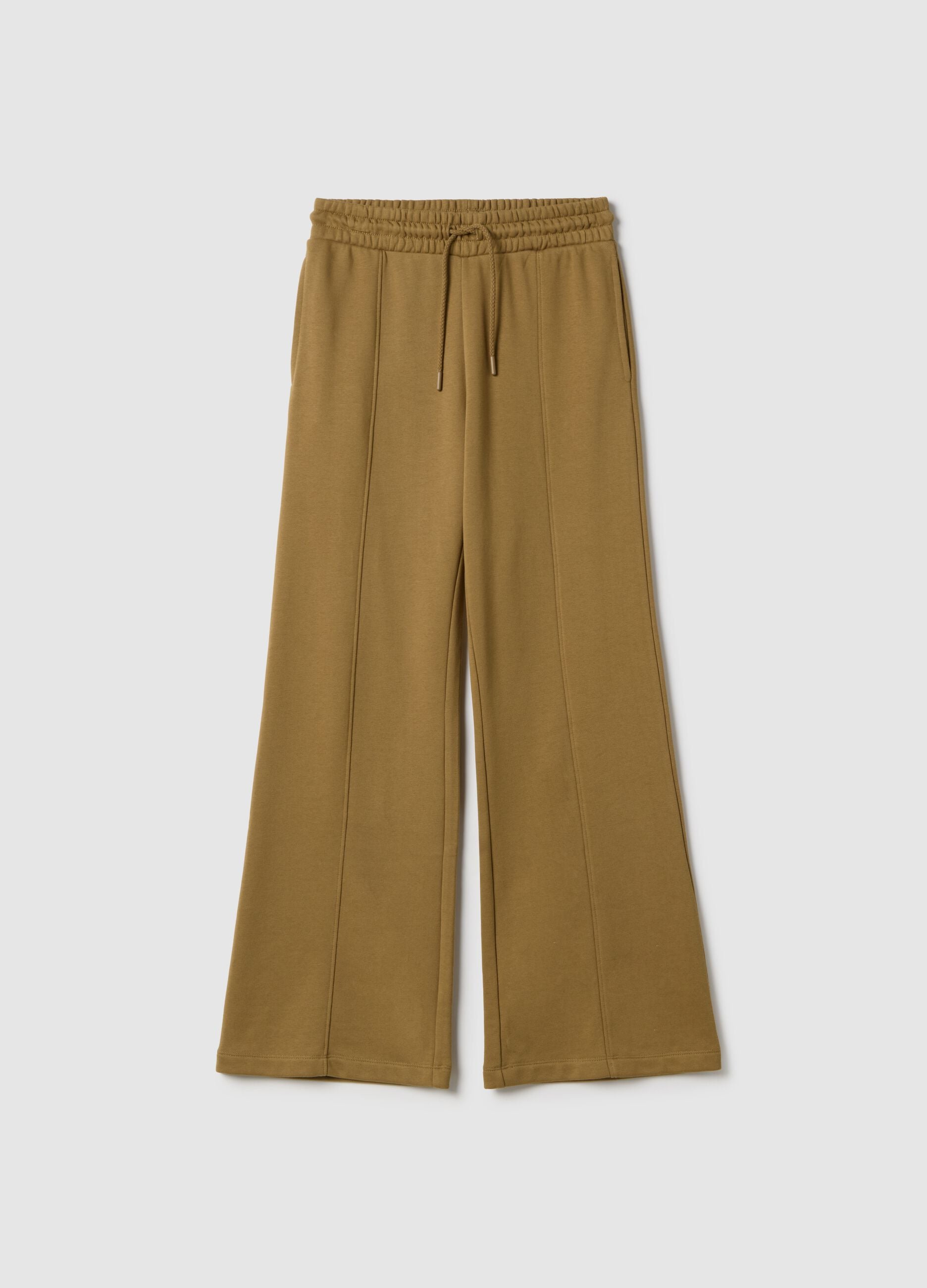 Brown cotton blend regular fit jogger trousers