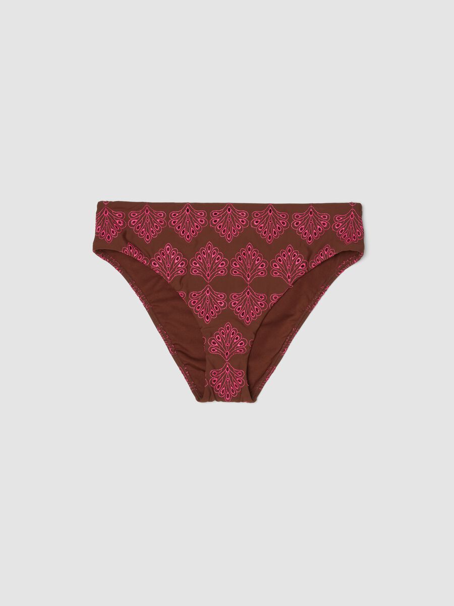 Brown embroidered stretch bikini bottoms_4
