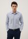 Light blue slim fit cotton shirt with micro-checks_0