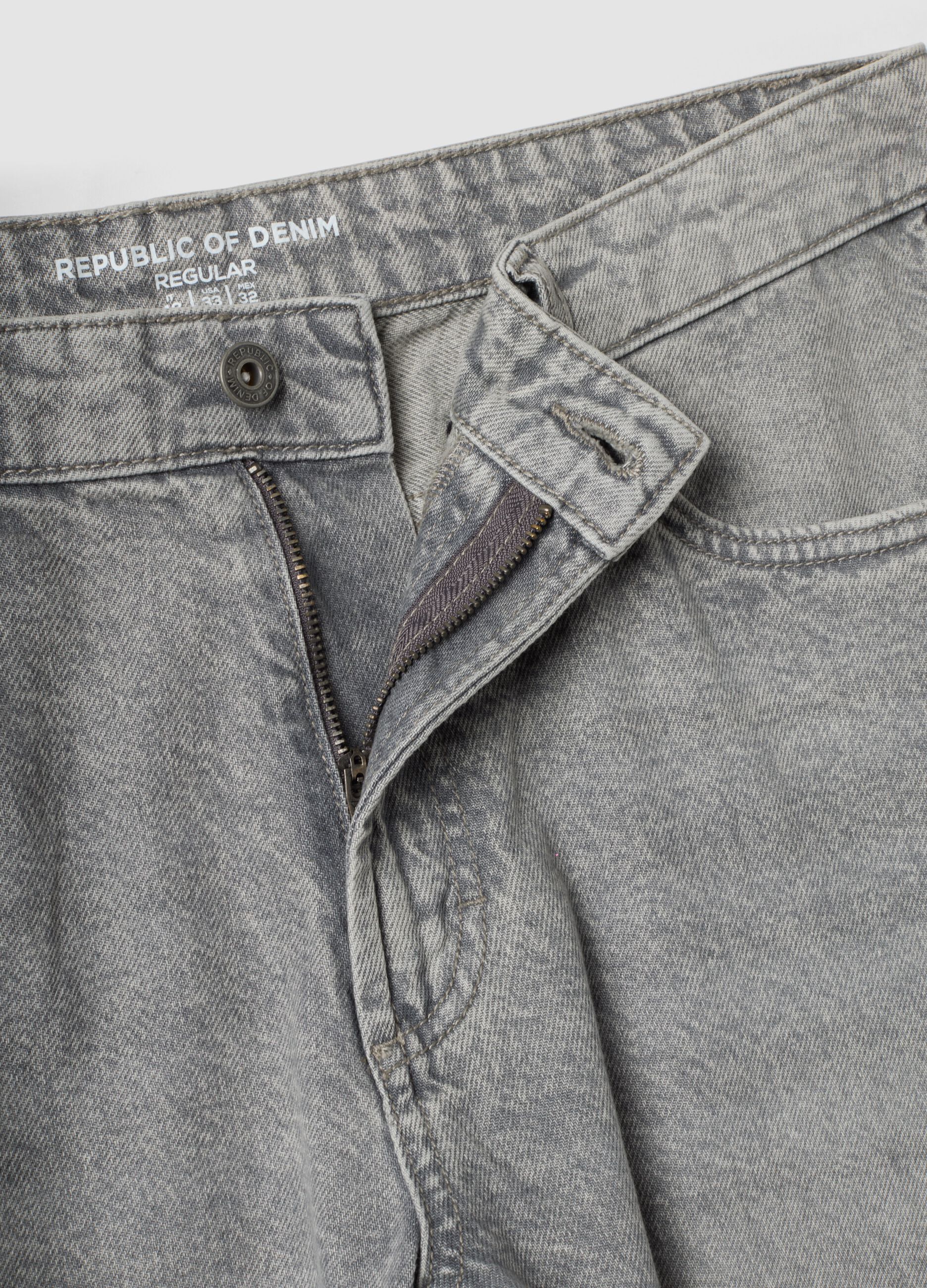 Grey regular-fit denim jeans in pure cotton