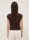Brown regular fit cotton blend T-shirt with lace details_3