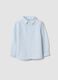 Blue Striped Linen Blend Regular Fit Toddler Shirt_0