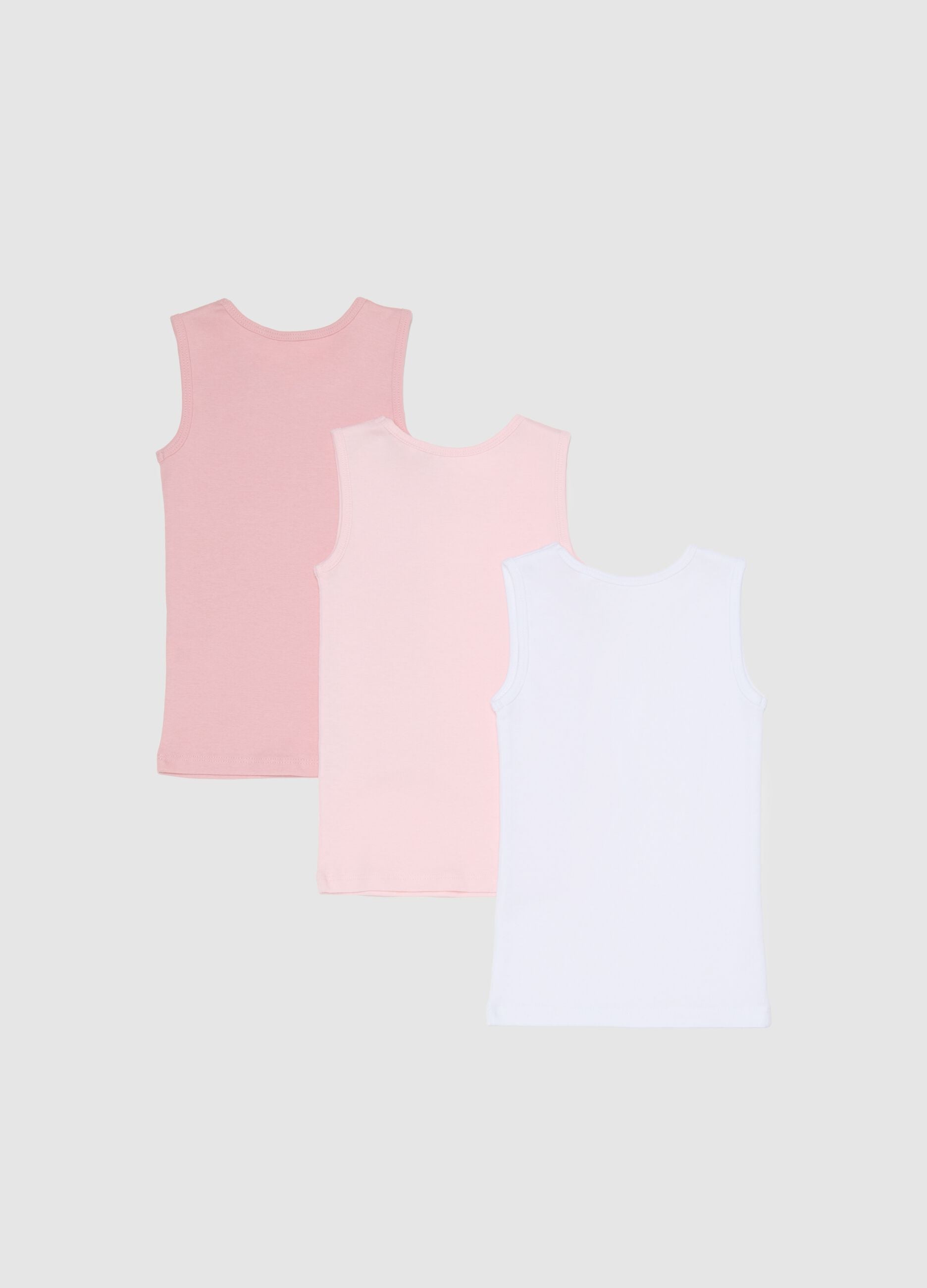 Tripack canottiere multicolor da neonato in puro cotone