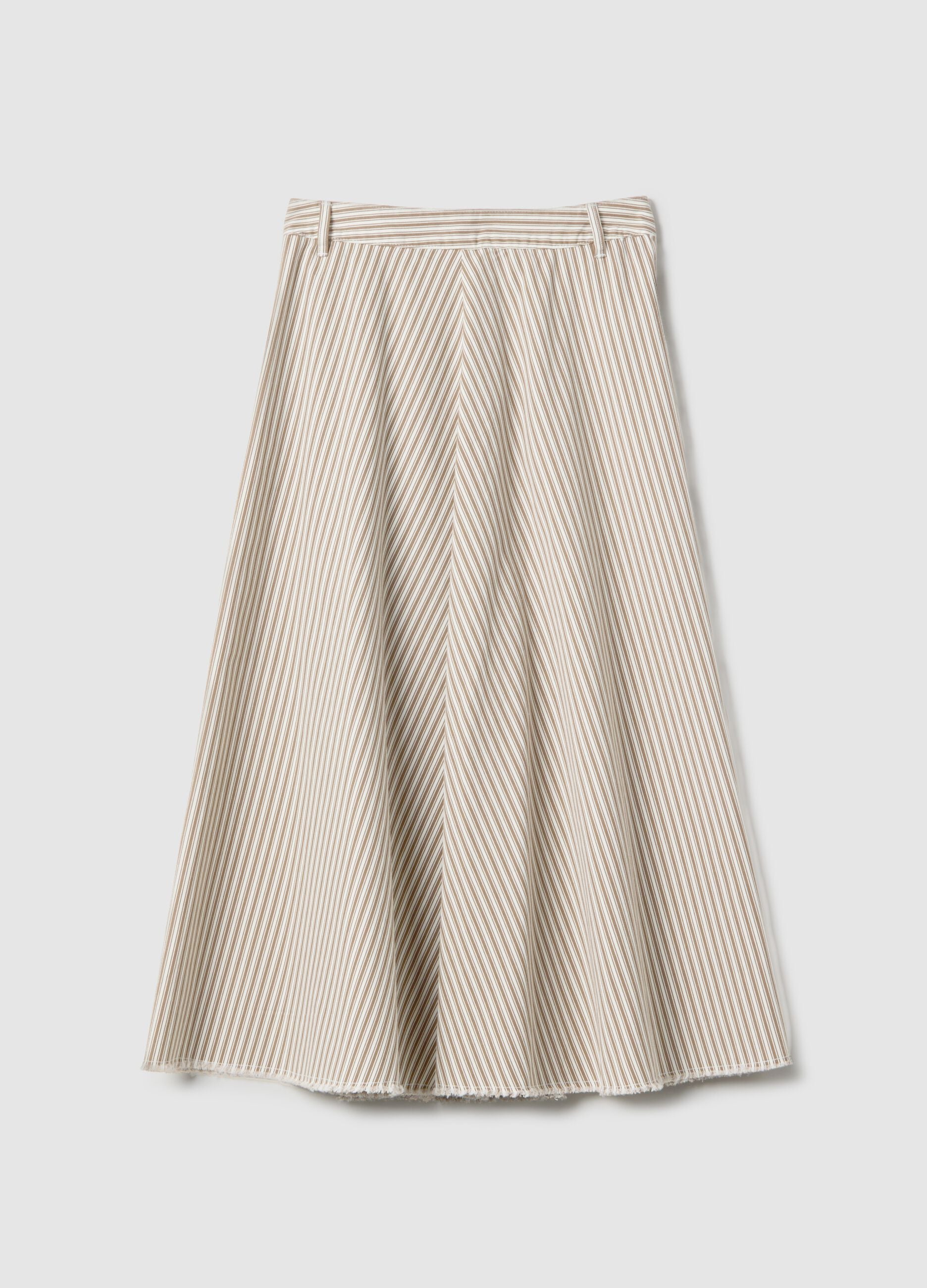 High-waisted skirt in pure cotton with multicolour stripes