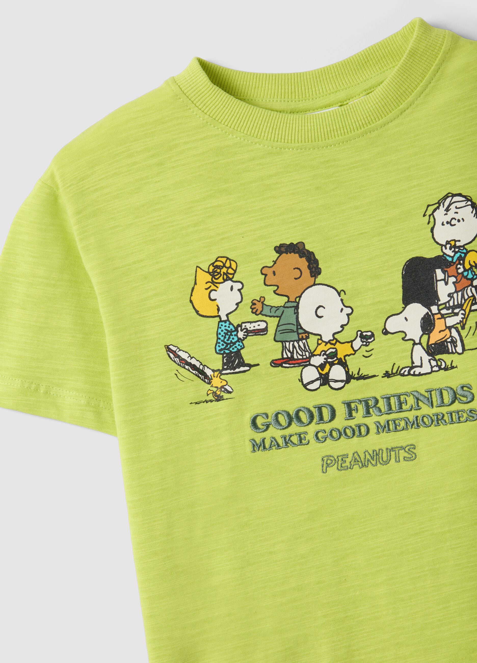 Yellow cotton blend kids' regular fit T-shirt with Peanuts