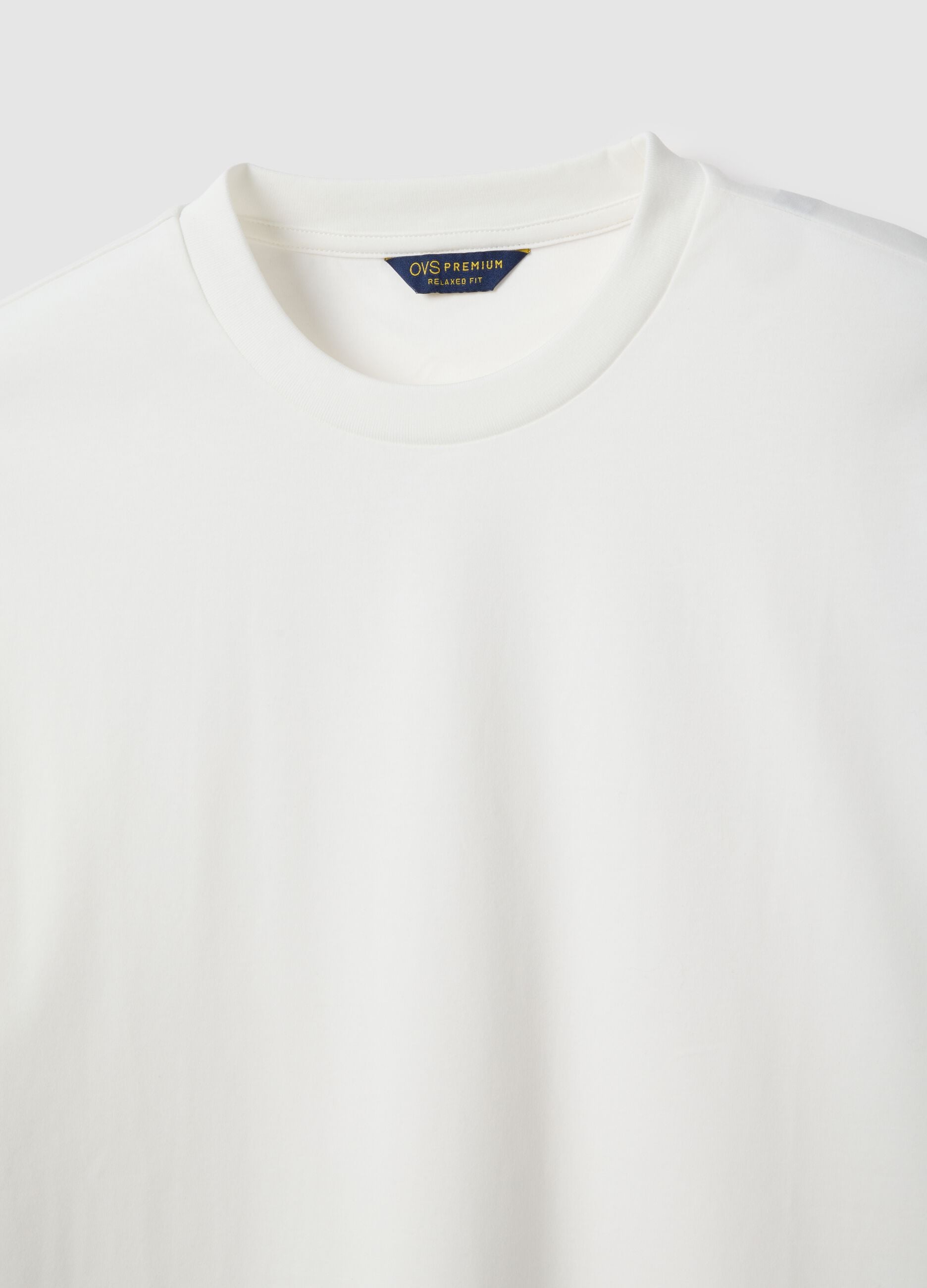 White crew neck pure cotton T-shirt regular fit