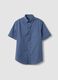 Blue short-sleeved regular-fit checked shirt, easy iron_4