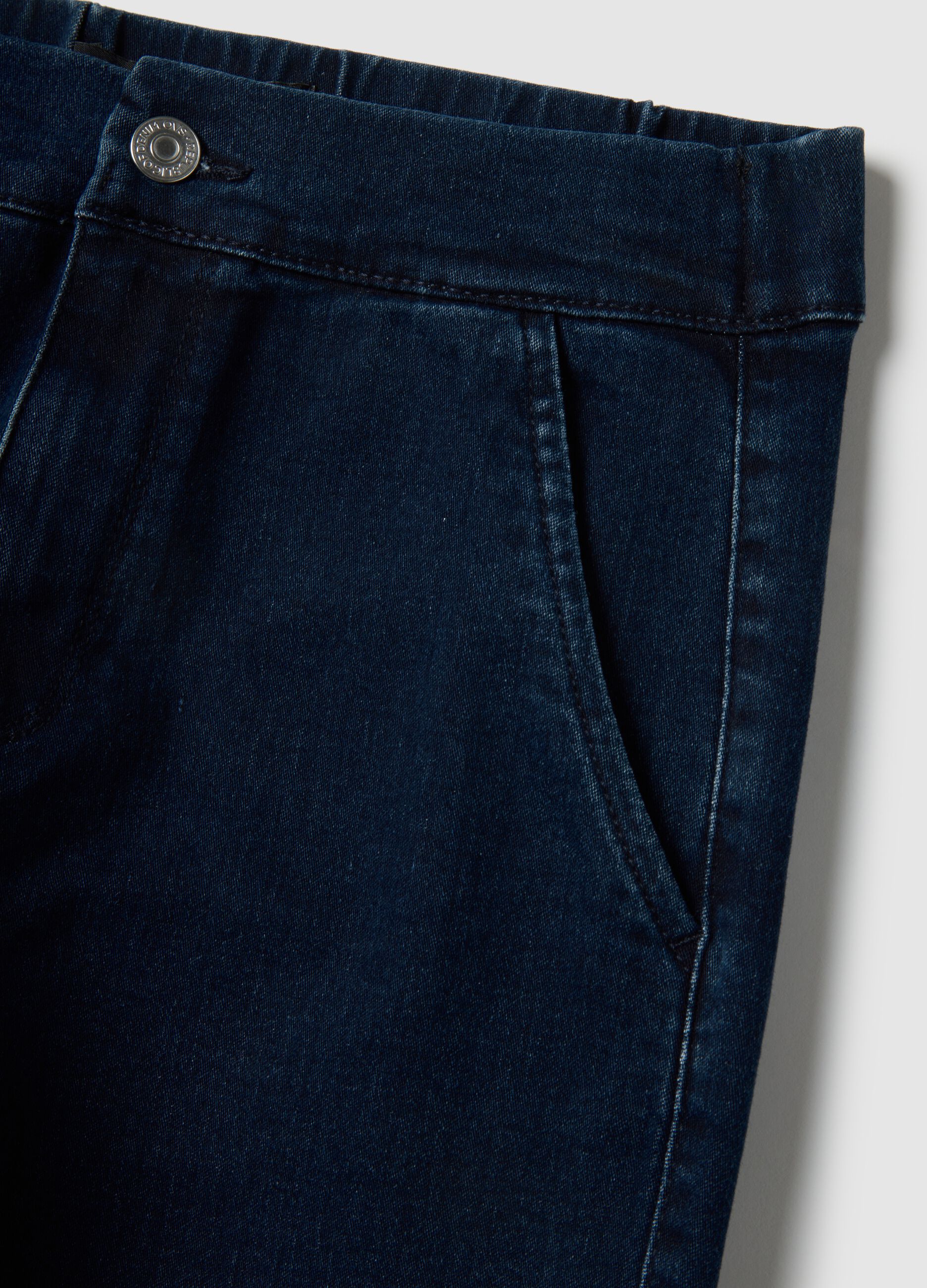 Slim fit blue cotton blend chino trousers