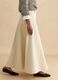 Long beige regular fit pure cotton denim skirt_3
