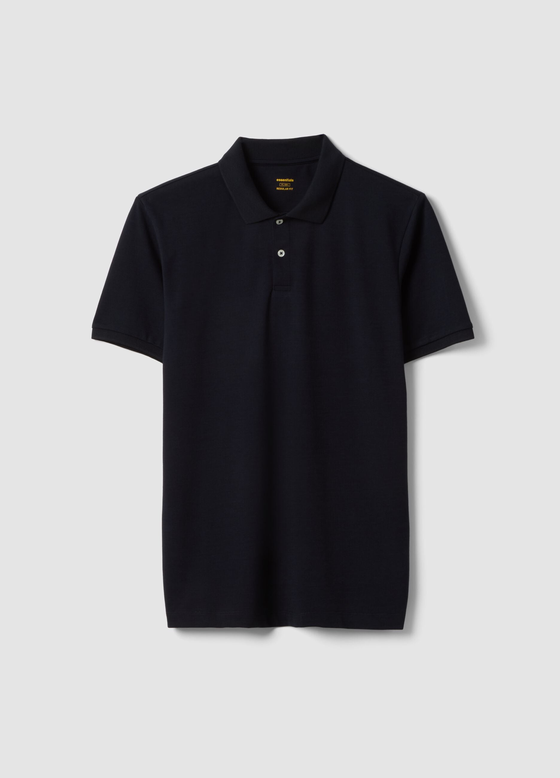 Black regular fit stretch cotton-blend polo